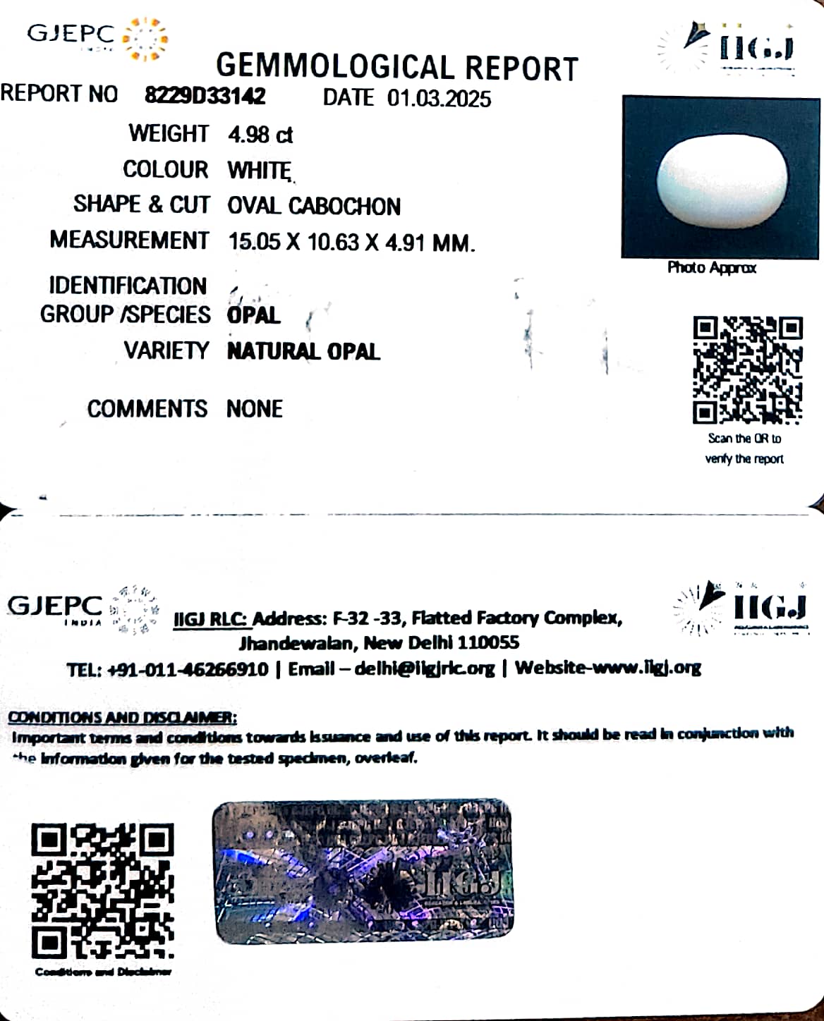 5.53/Ratti Natural Opal with Govt. Lab Certificate