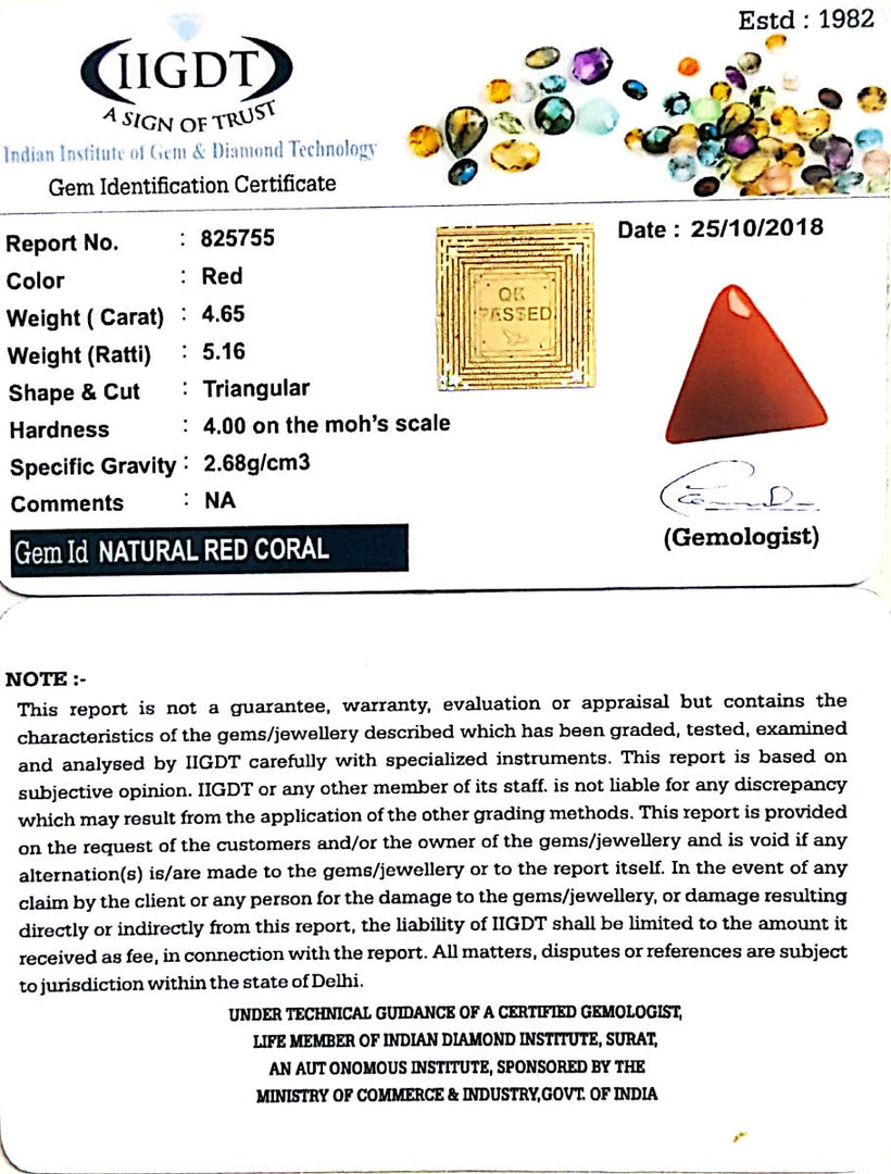 4.65/CT Natural Triangular Red Coral-1054