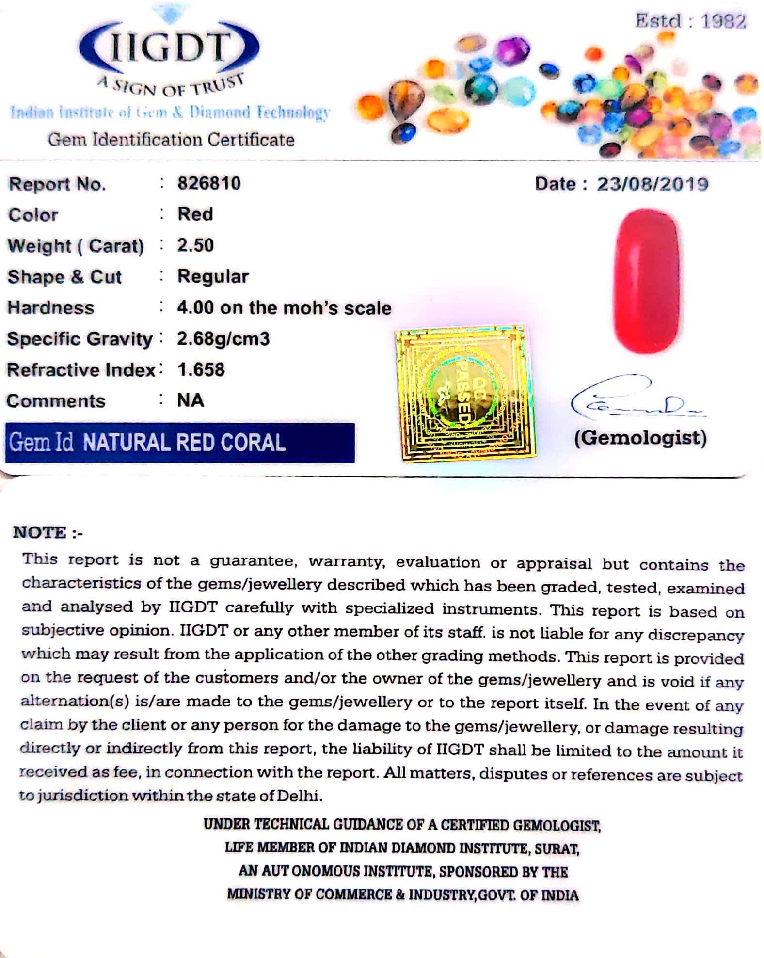 2.50/CT Natural Italian Red Coral