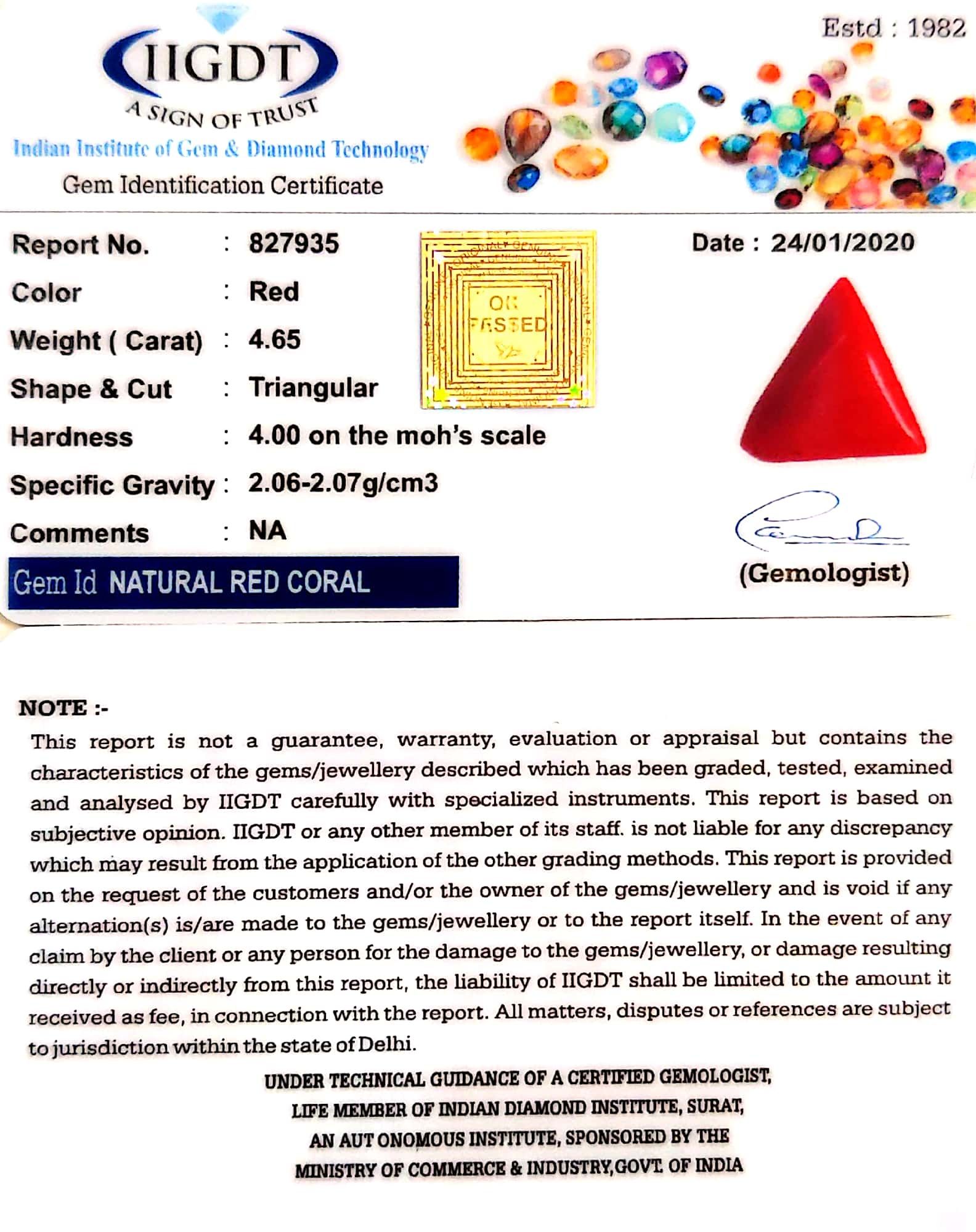5.17 Ratti Natural Italian Triangular Moonga-(1054)