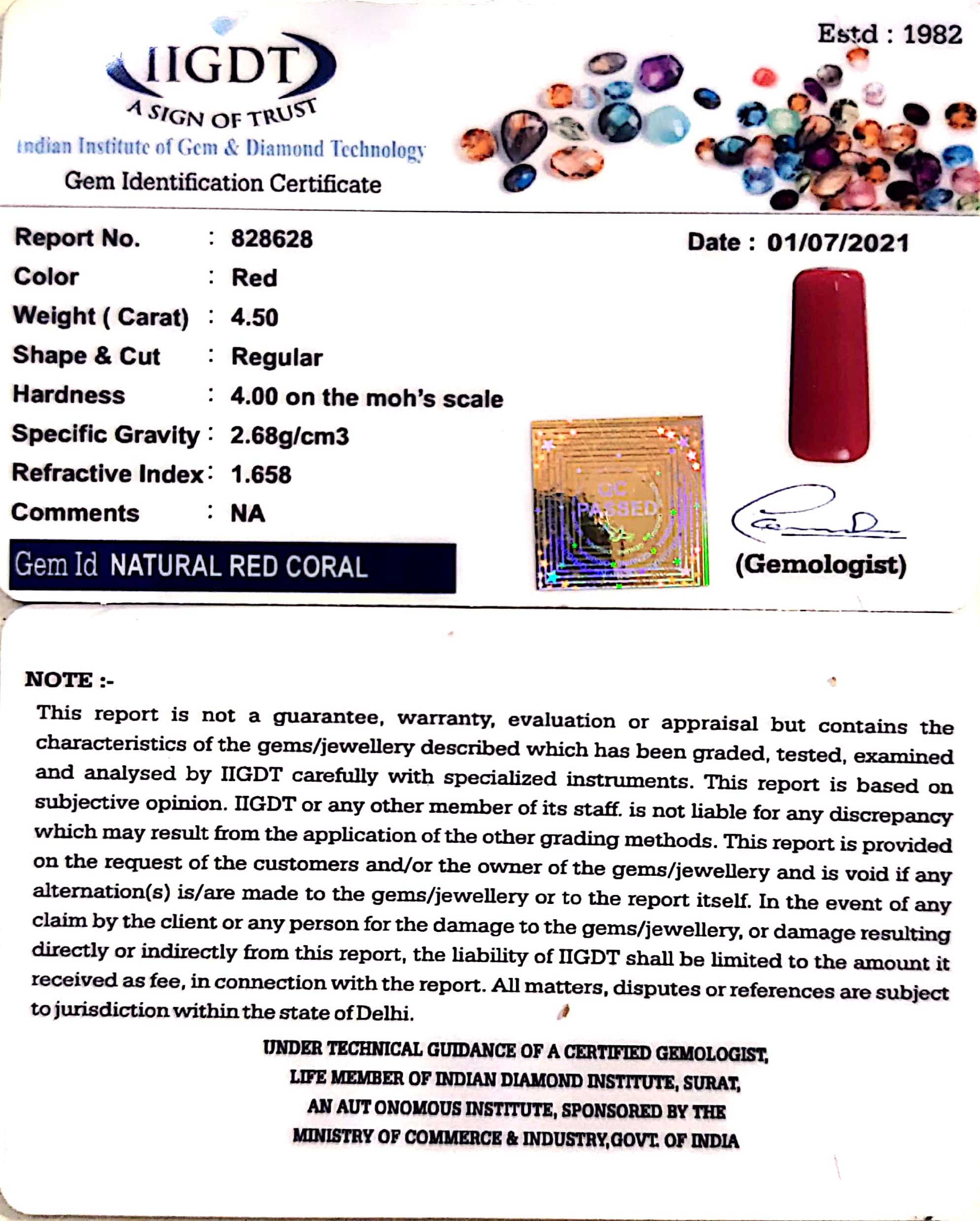 4.50/CT Italian Red Coral