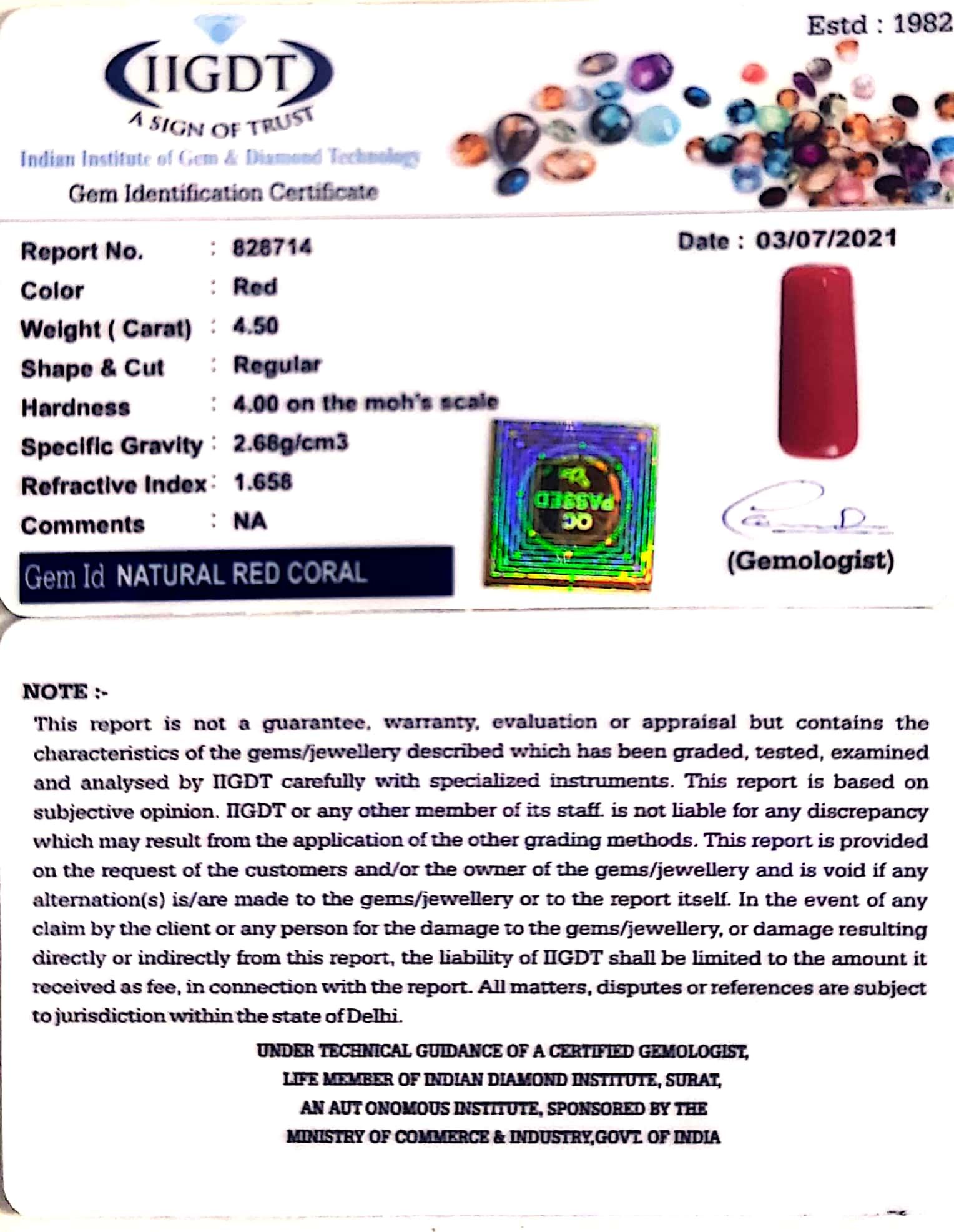 4.99 Ratti Italian Red Coral Gemstone