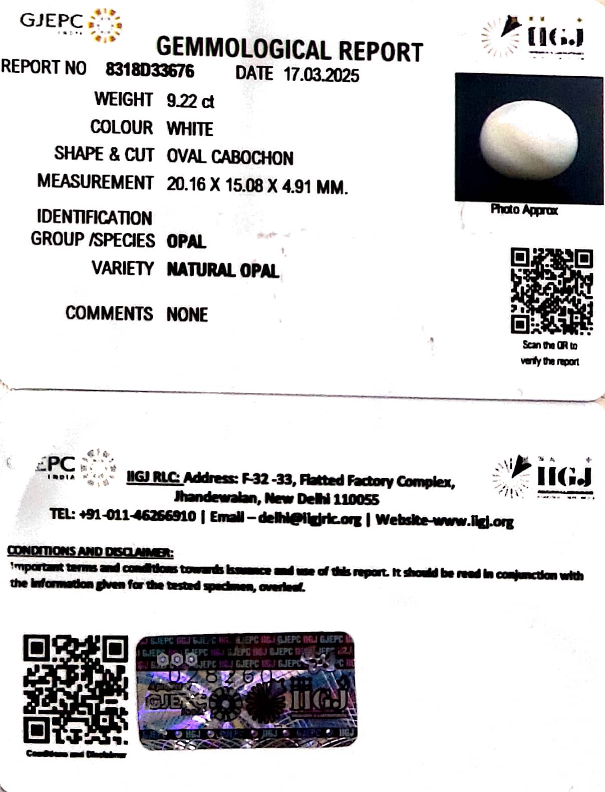 10.23/Ratti Natural Opal with Govt. Lab Certificate