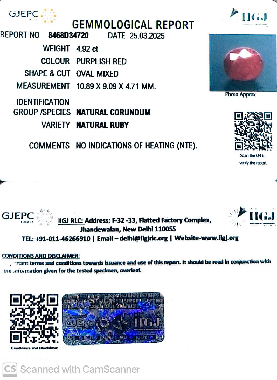 4.92/CT Natural Ruby with Govt. Lab Certificate-8468D34720