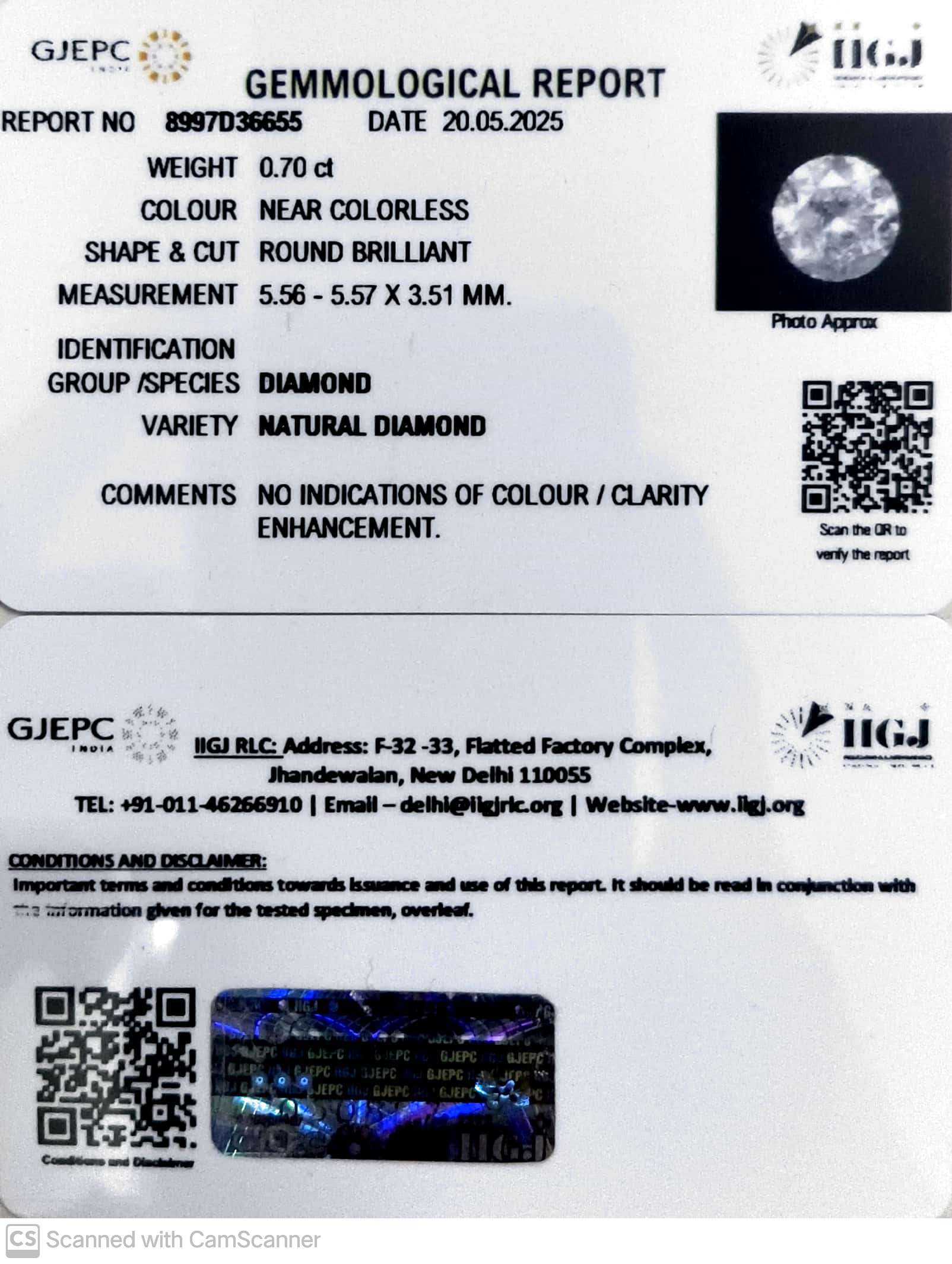 0.70/Cents Natural Diamond with Govt. Lab Certificate-8997D36655