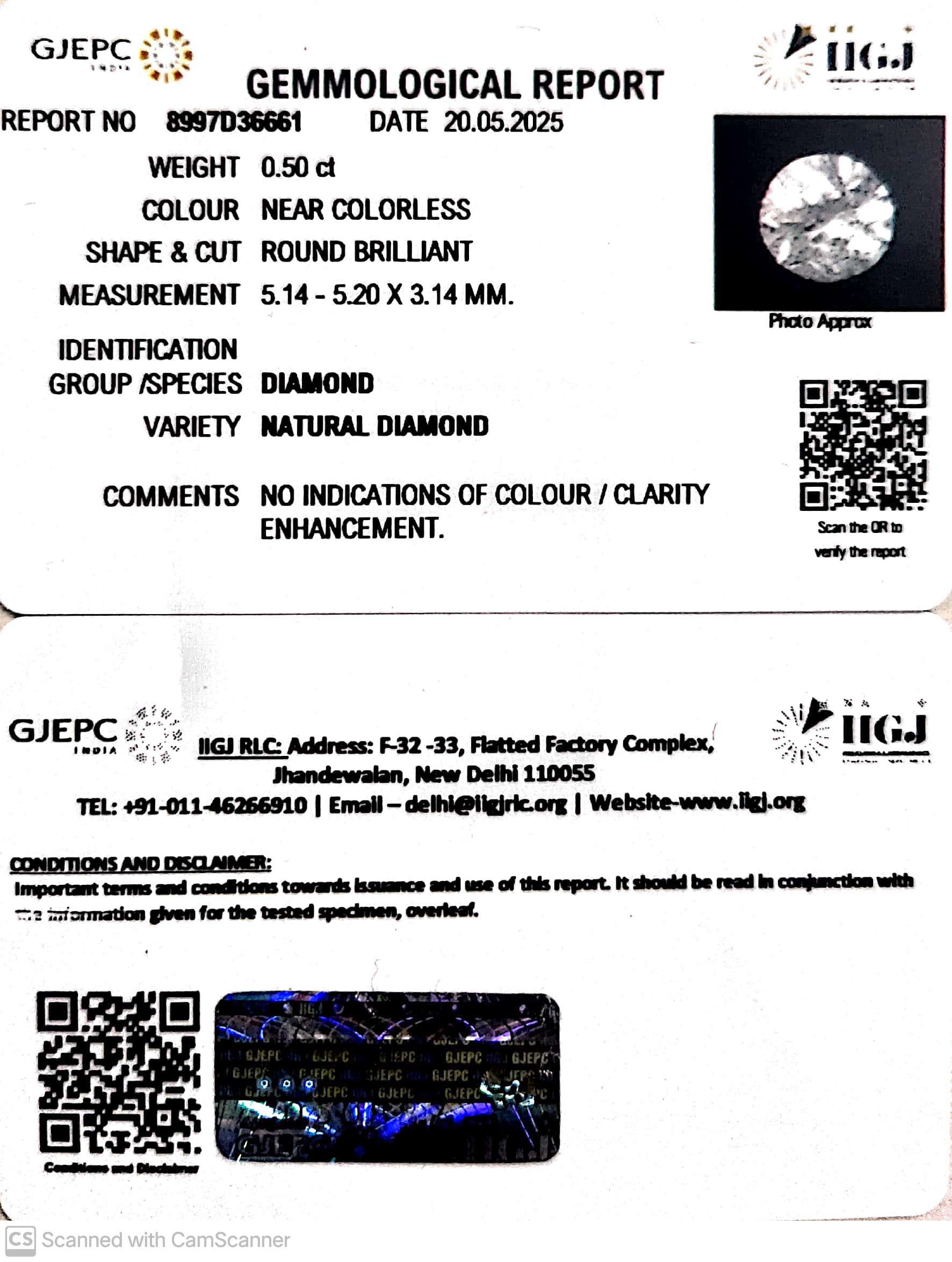 0.50/Cents Natural Diamond with Govt. Lab Certificate-8997D36661