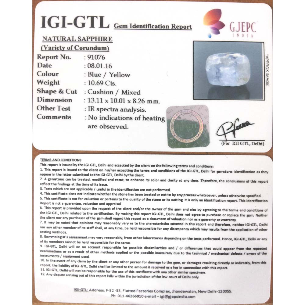 10.69/CT Pitambari Neelam Gemstone -91076