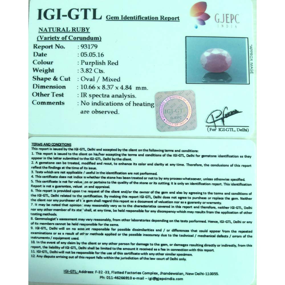 4.24 Ratti Natural Mozambique Ruby with Govt. Lab Certificate-(7881)