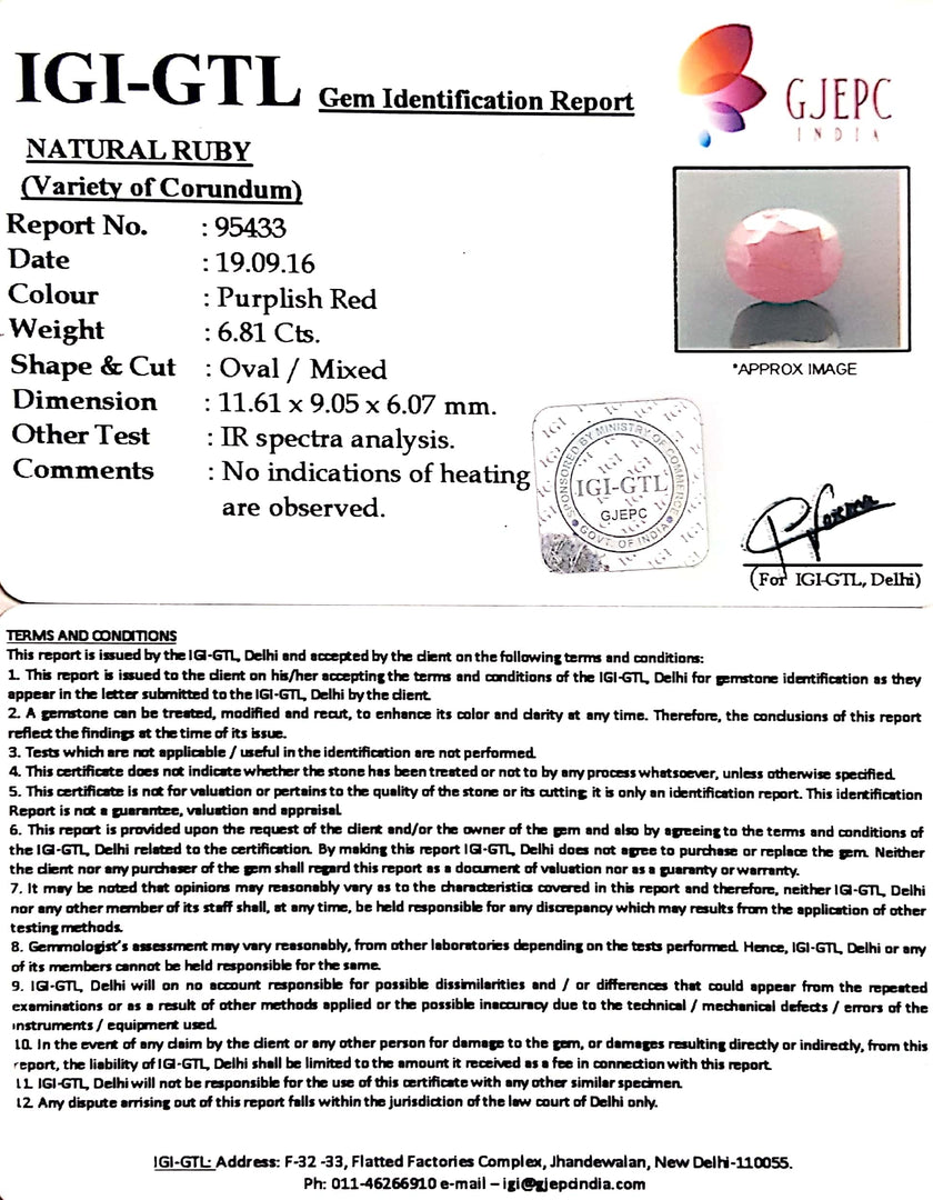 7.74 Ratti Natural Neo Burma Ruby with Govt Lab Certificate-(3441)