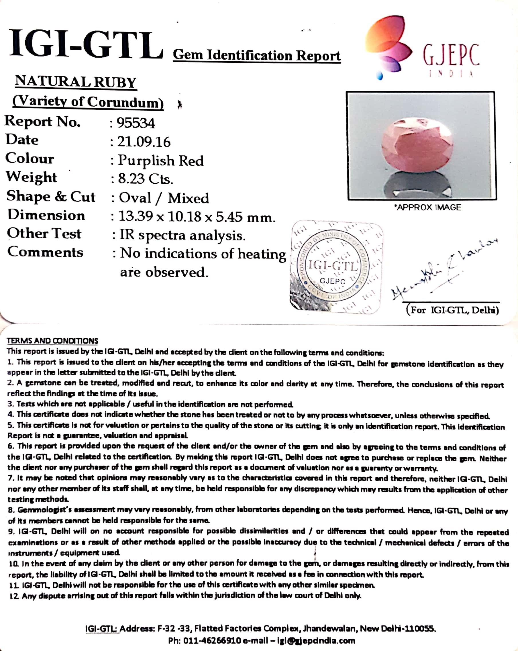 9.14 Ratti Natural Neo Burma Ruby with Govt Lab Certificate-(2331)