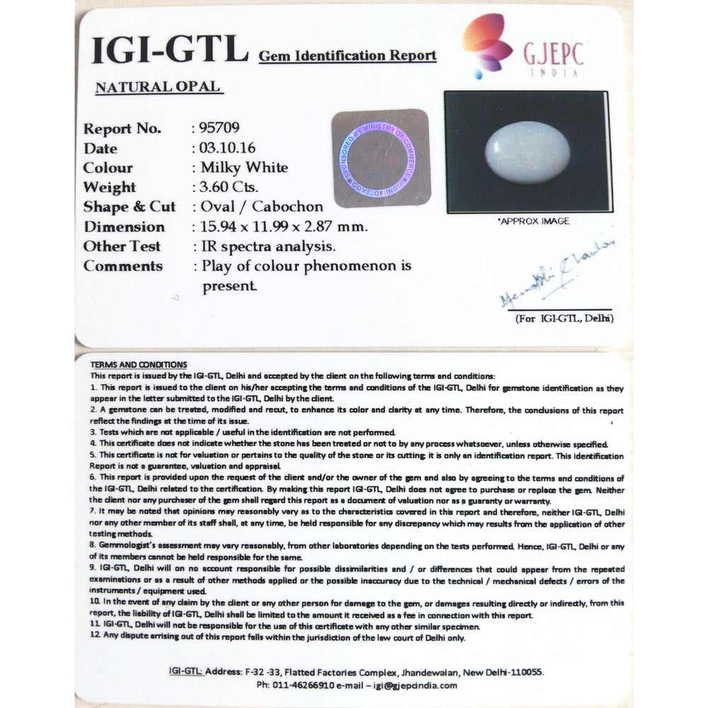 4.00 Ratti Natural Opal with Govt. Lab Certificate