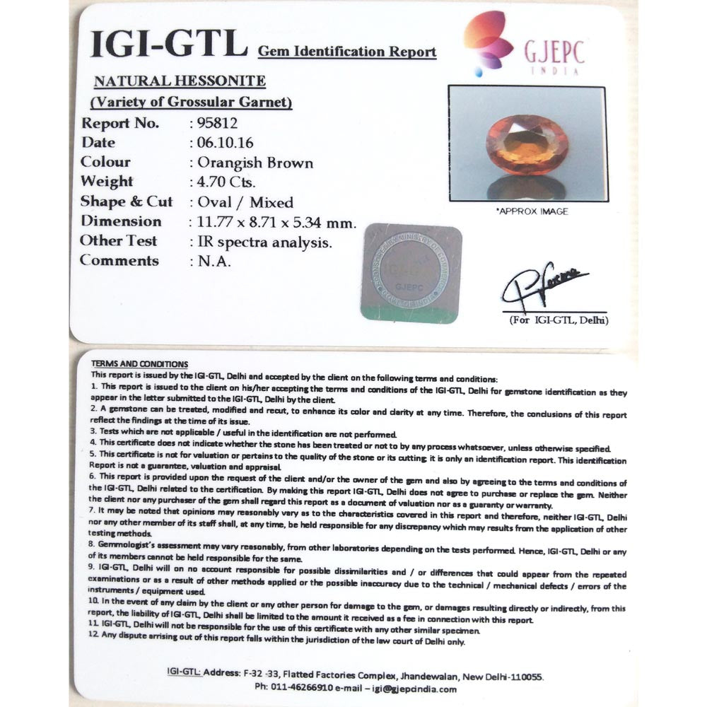 4.70/CT Natural Govt. Lab Certified Ceylonese Gomed-(95812)