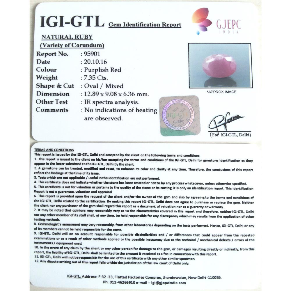8.17 Ratti Natural New Burma Ruby with Govt. Lab Certificate-(3100)