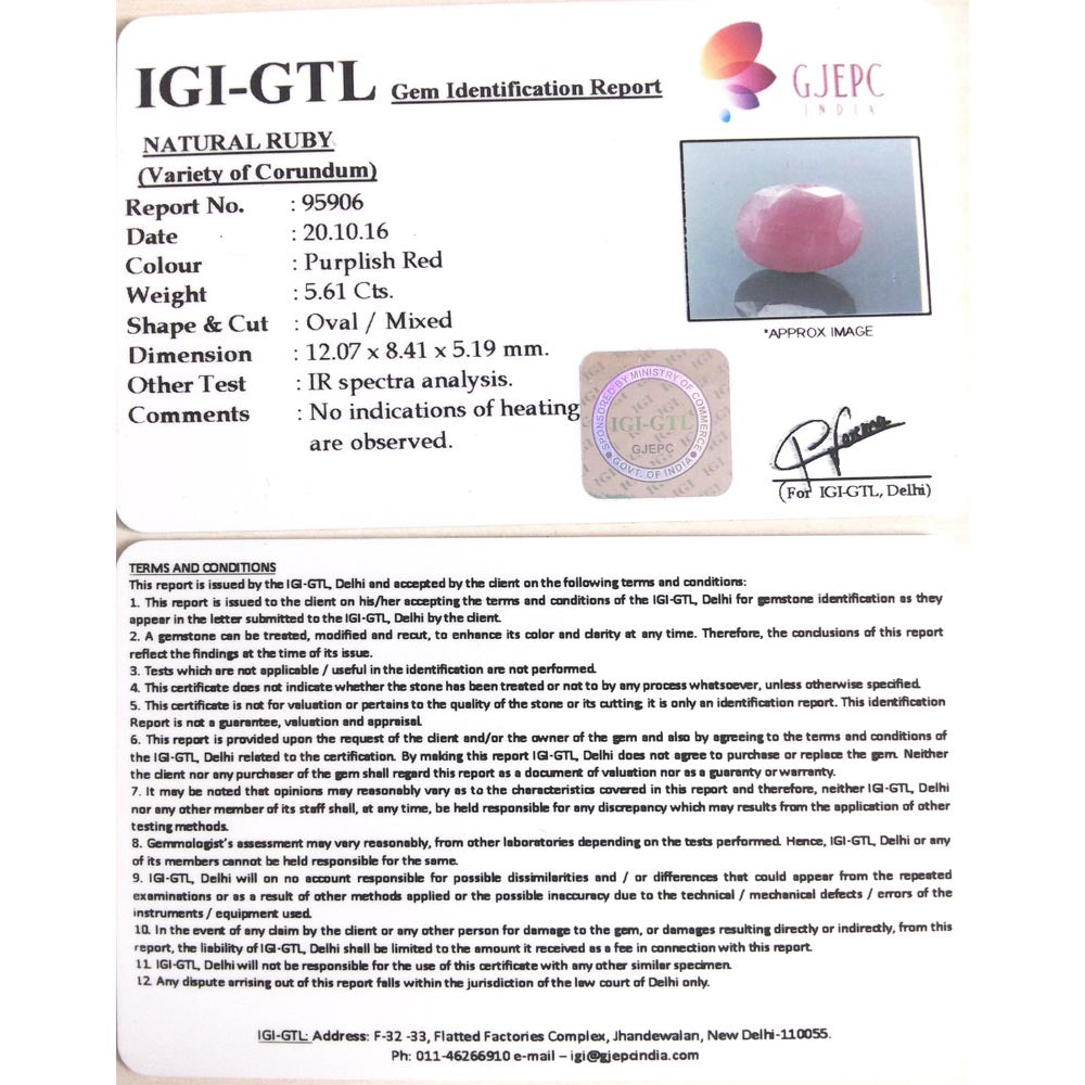 6.23 Ratti Natural New Burma Ruby with Govt. Lab Certificate-(3441)