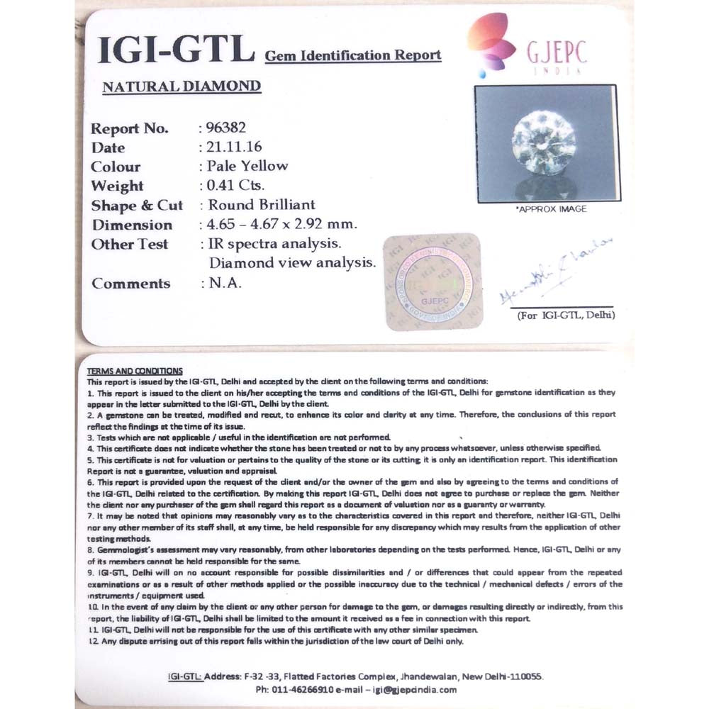 0.41/CT Natural Diamond gemstone