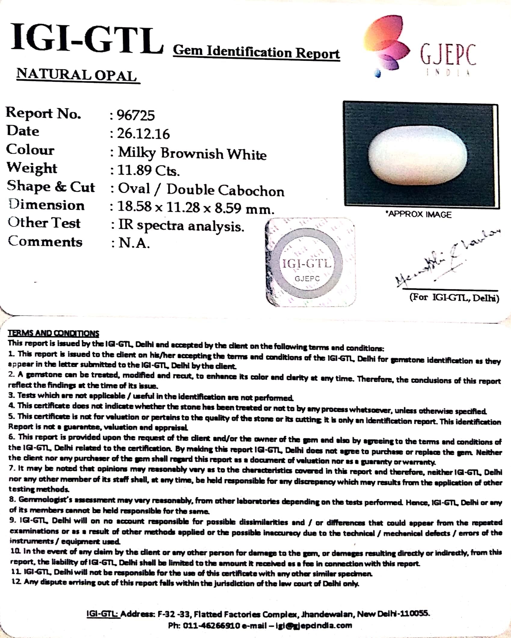 13.21 Ratti Natural Opal with Govt. Lab Certificate-(610)