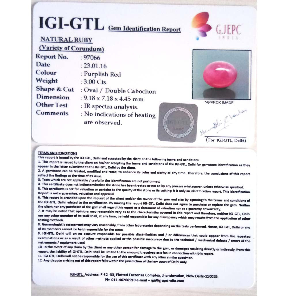 3.33 Ratti Natural New Burma Ruby with Govt. Lab Certificate-(23310)