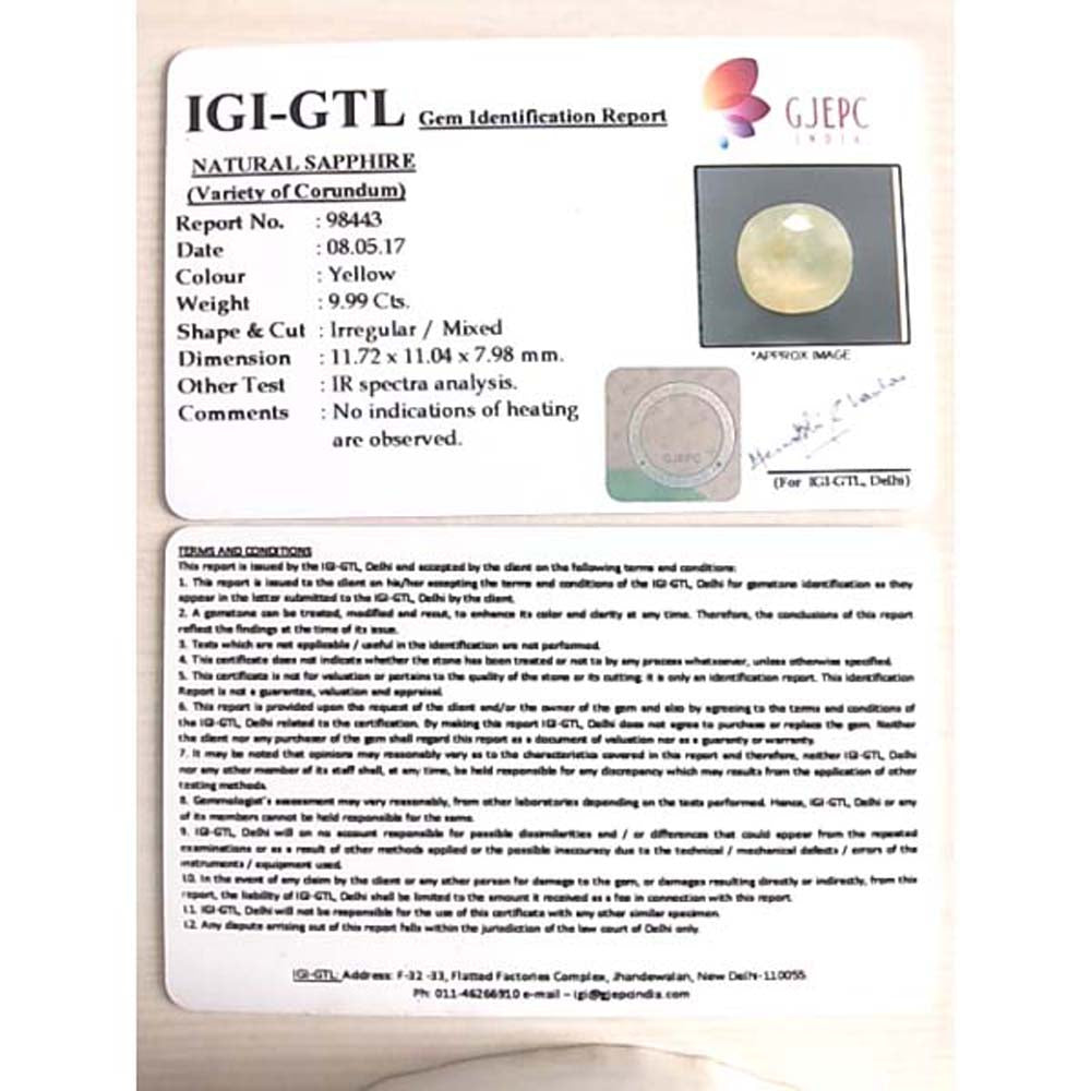 11.10 Ratti Natural yellow sapphire with Govt Lab Certificate-(4100)