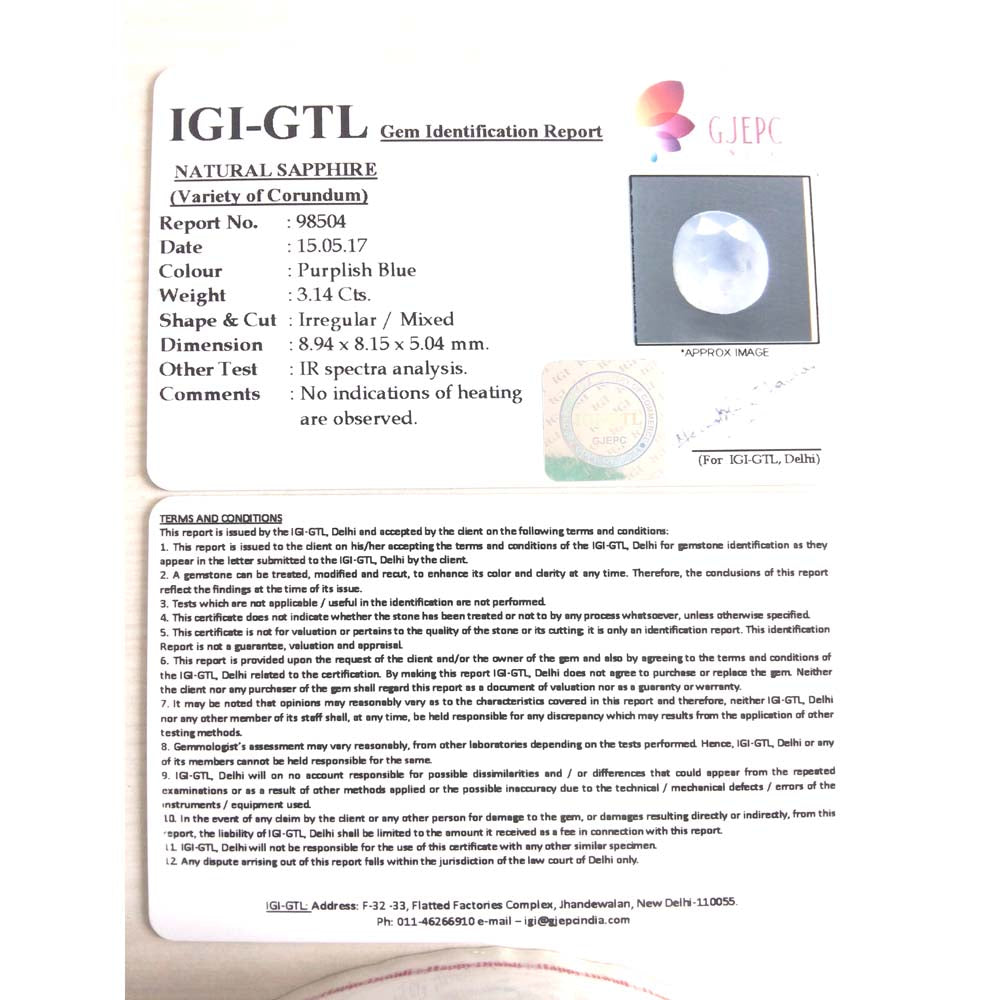 3.49 Ratti NATURAL Blue sapphier with Govt Lab Certified-(6100)