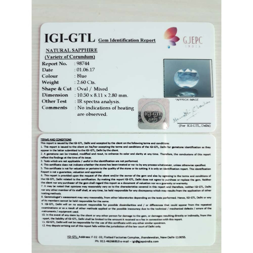 2.89 Ratti NATURAL Blue Sapphire with Govt Lab Certified-(BLUSA9V)