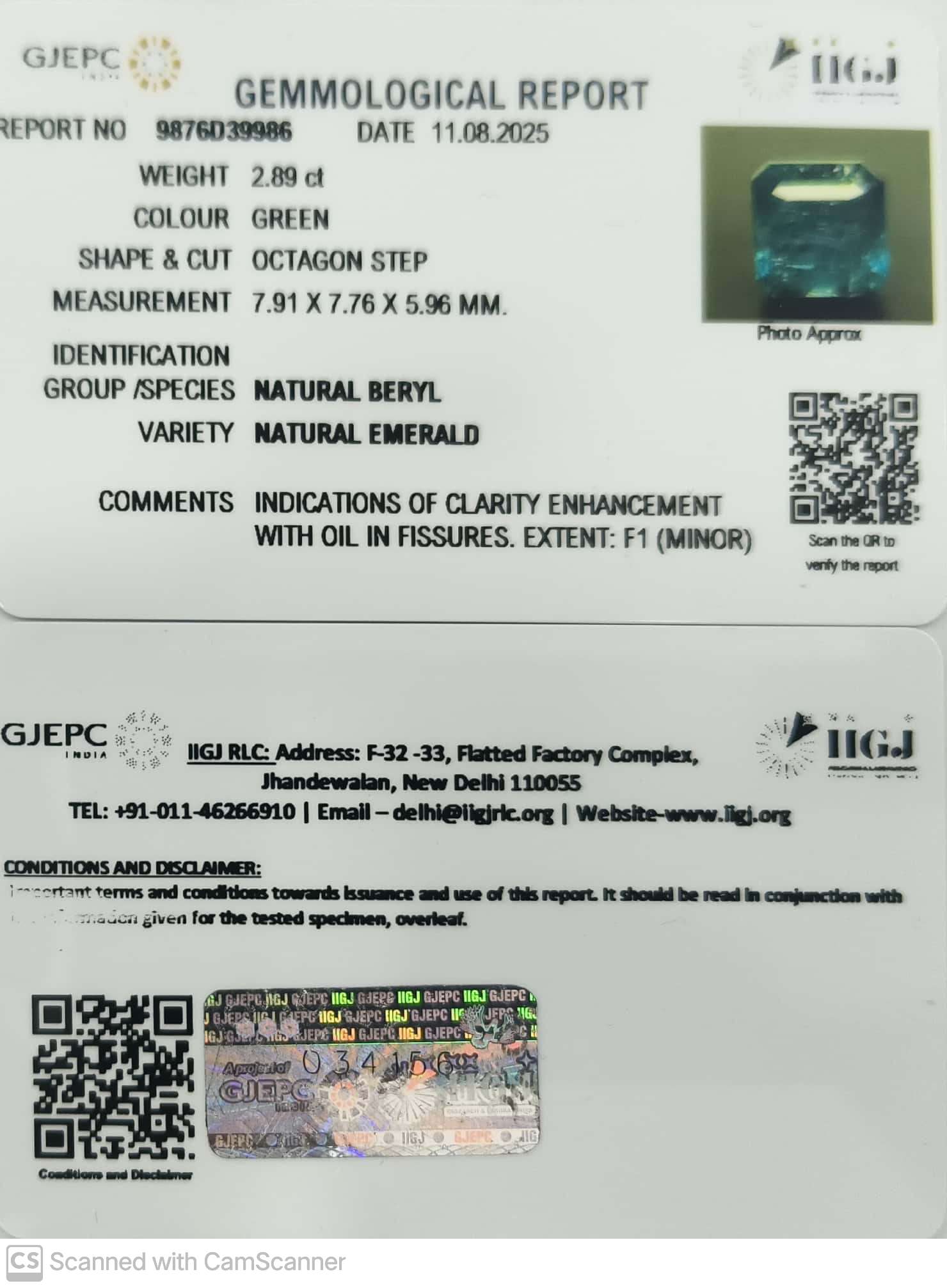 3.20/Ratti Natural Panna Stone with Govt. Lab Certificate