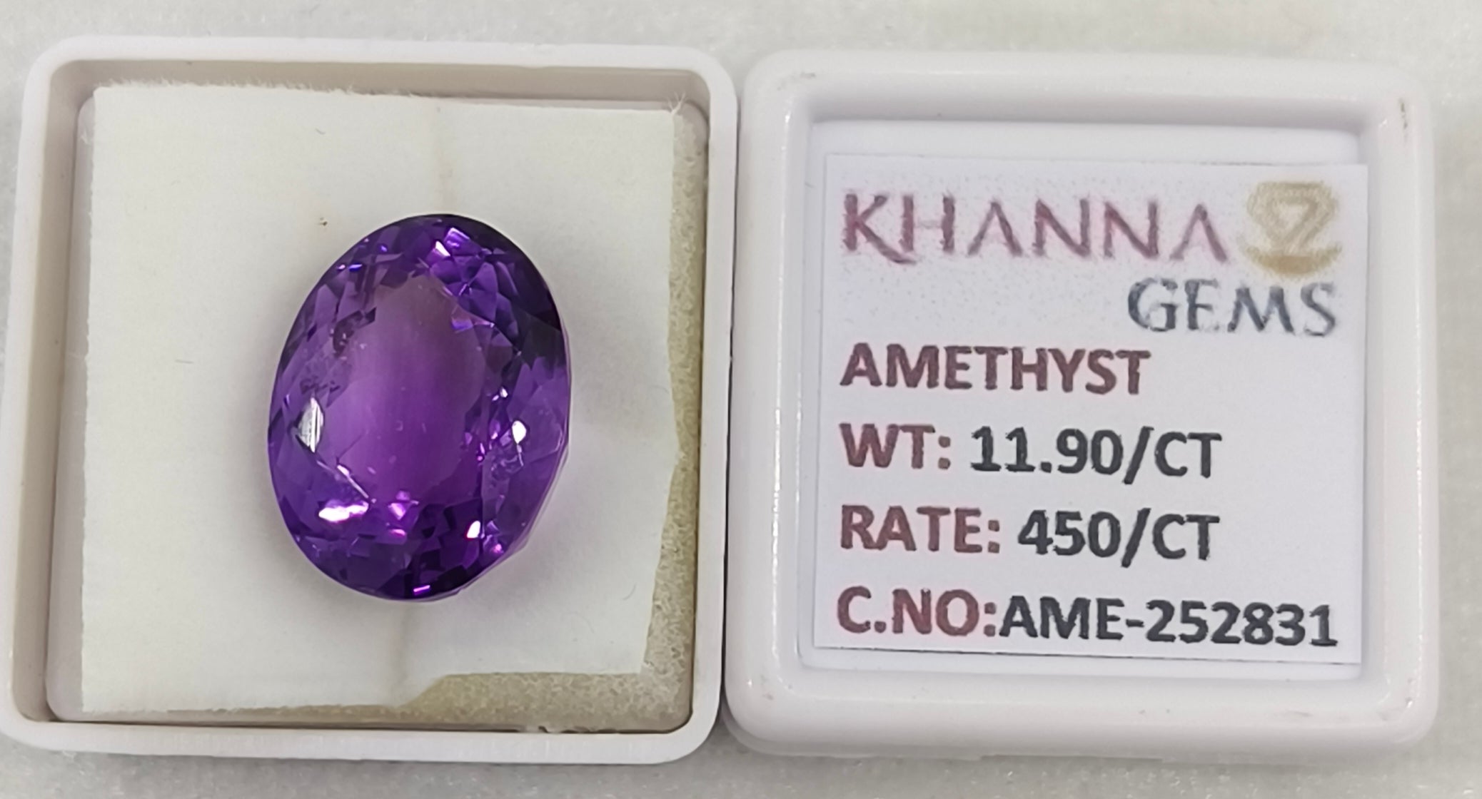 13.21 Ratti Natural Amethyst Gemstone with Govt. Lab Certificate - AME252831