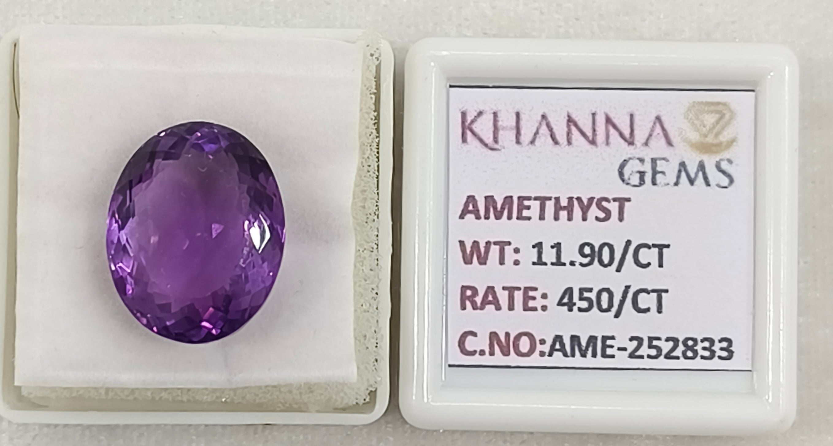 11.90/CT Natural Amethyst Gemstone with Govt. Lab Certificate - 252833