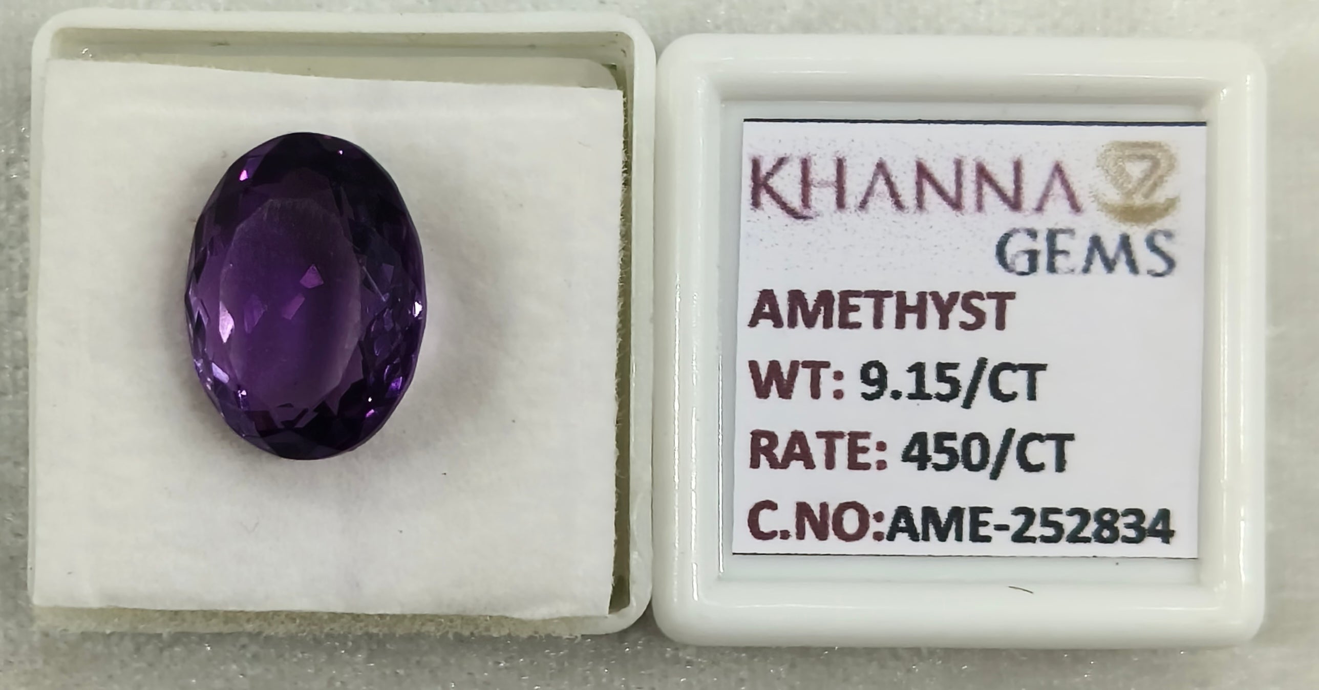 10.16 Ratti Natural Amethyst Gemstone with Govt. Lab Certificate