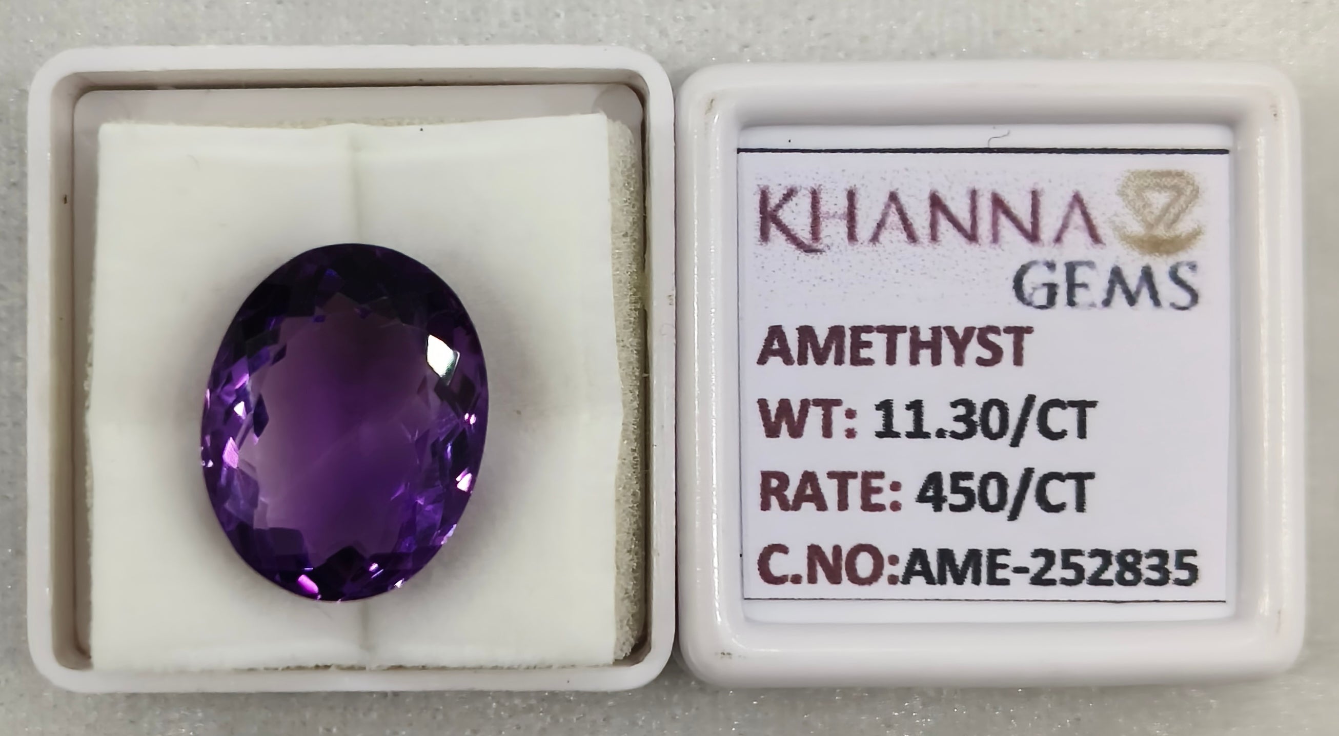 11.30/CT Natural Amethyst Gemstone with Govt. Lab Certificate