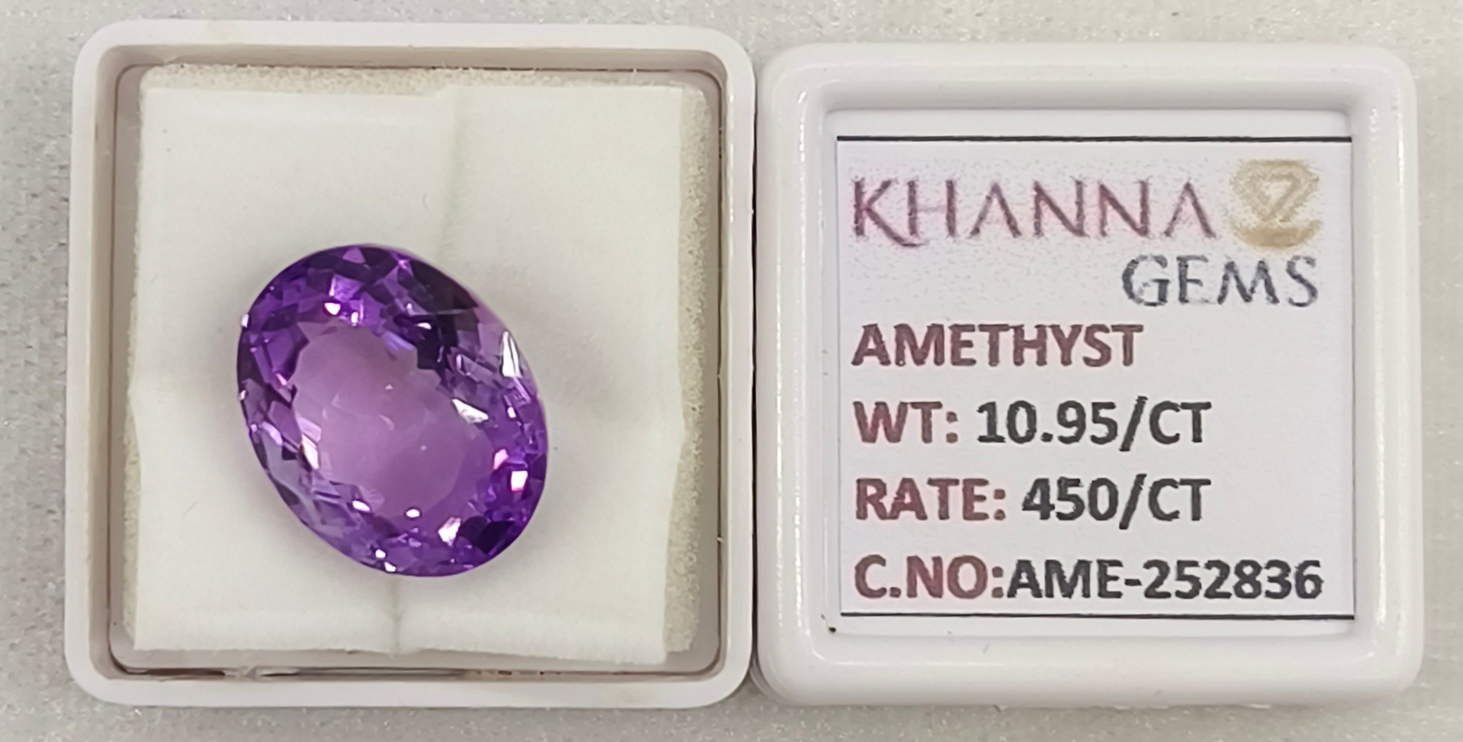 10.95/CT Natural Amethyst Gemstone with Govt. Lab Certificate