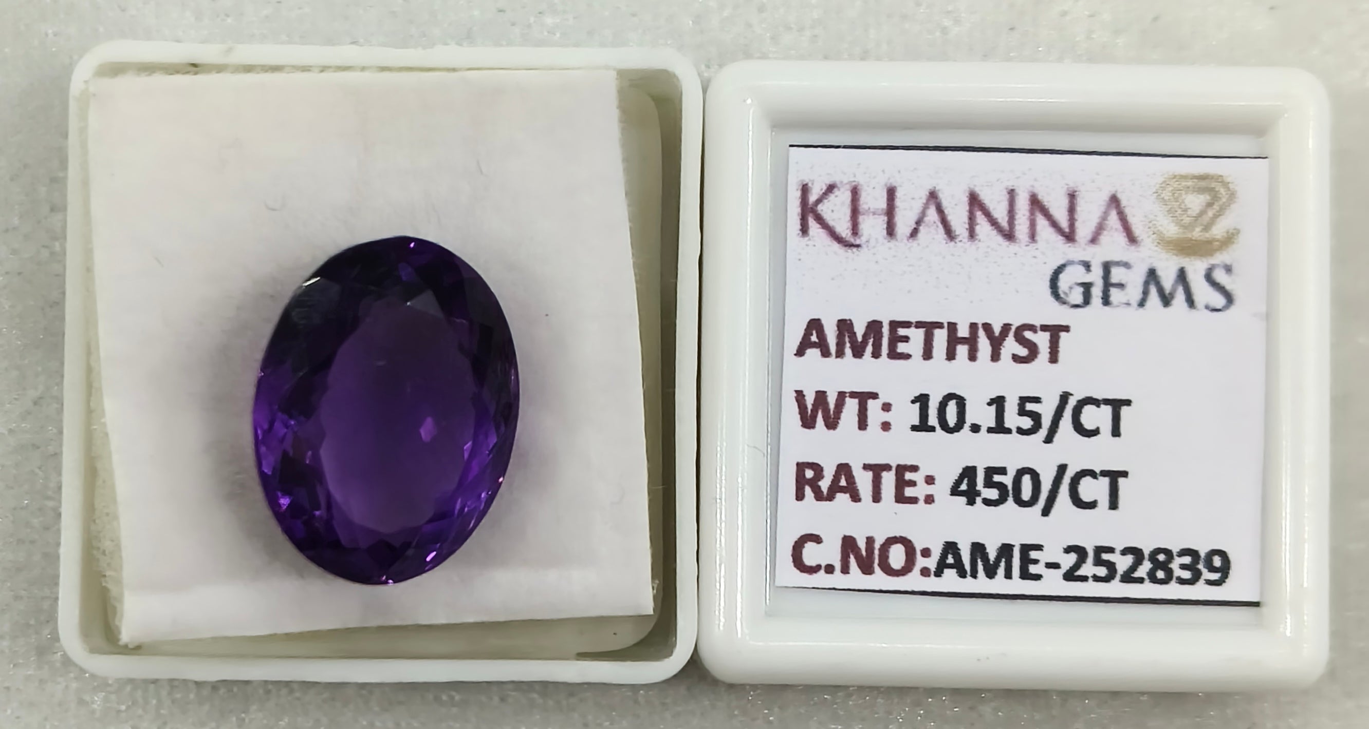 10.15/CT Natural Amethyst Gemstone with Govt. Lab Certificate