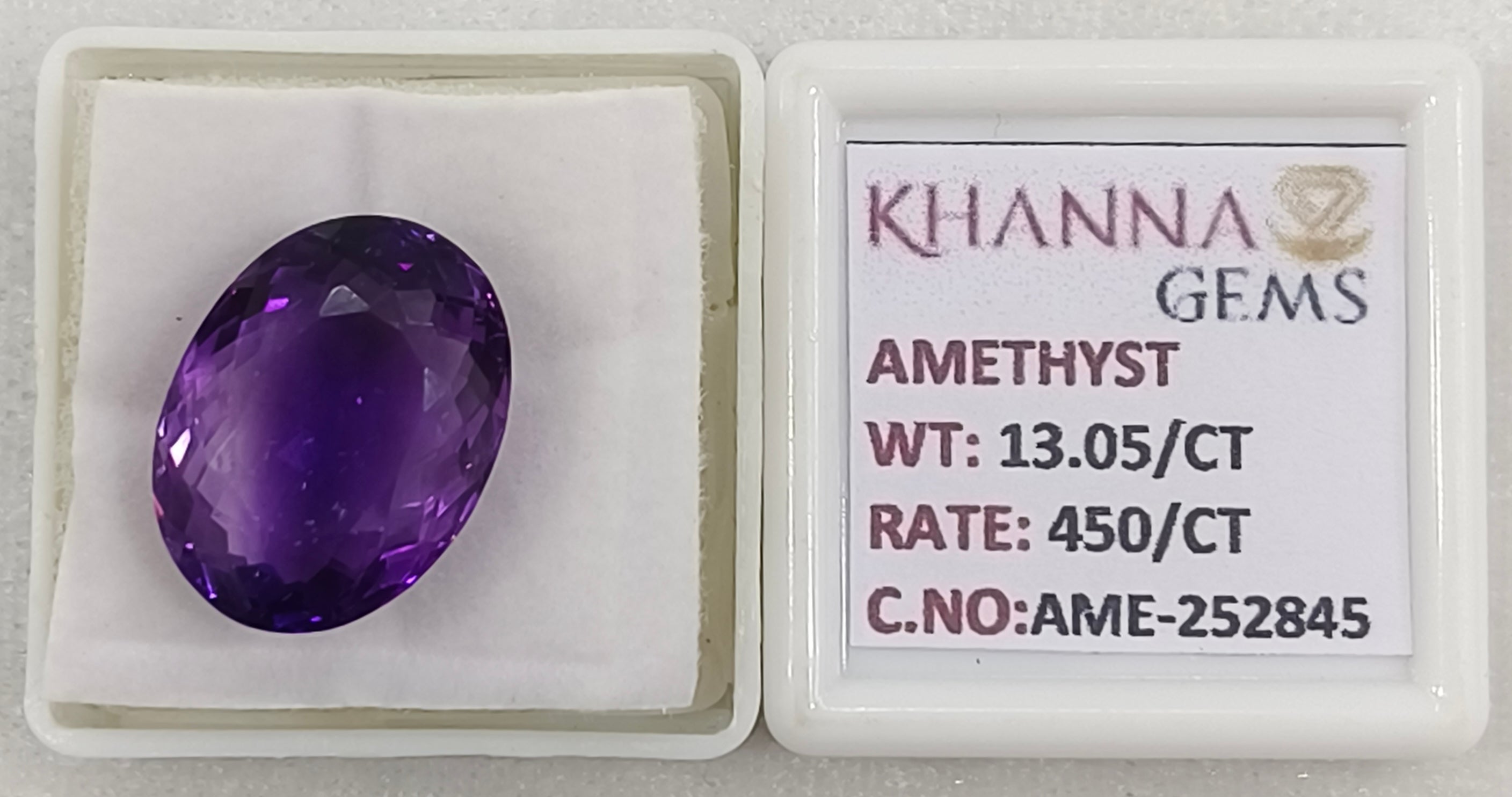 13.05/CT Natural Amethyst Gemstone with Govt. Lab Certificate