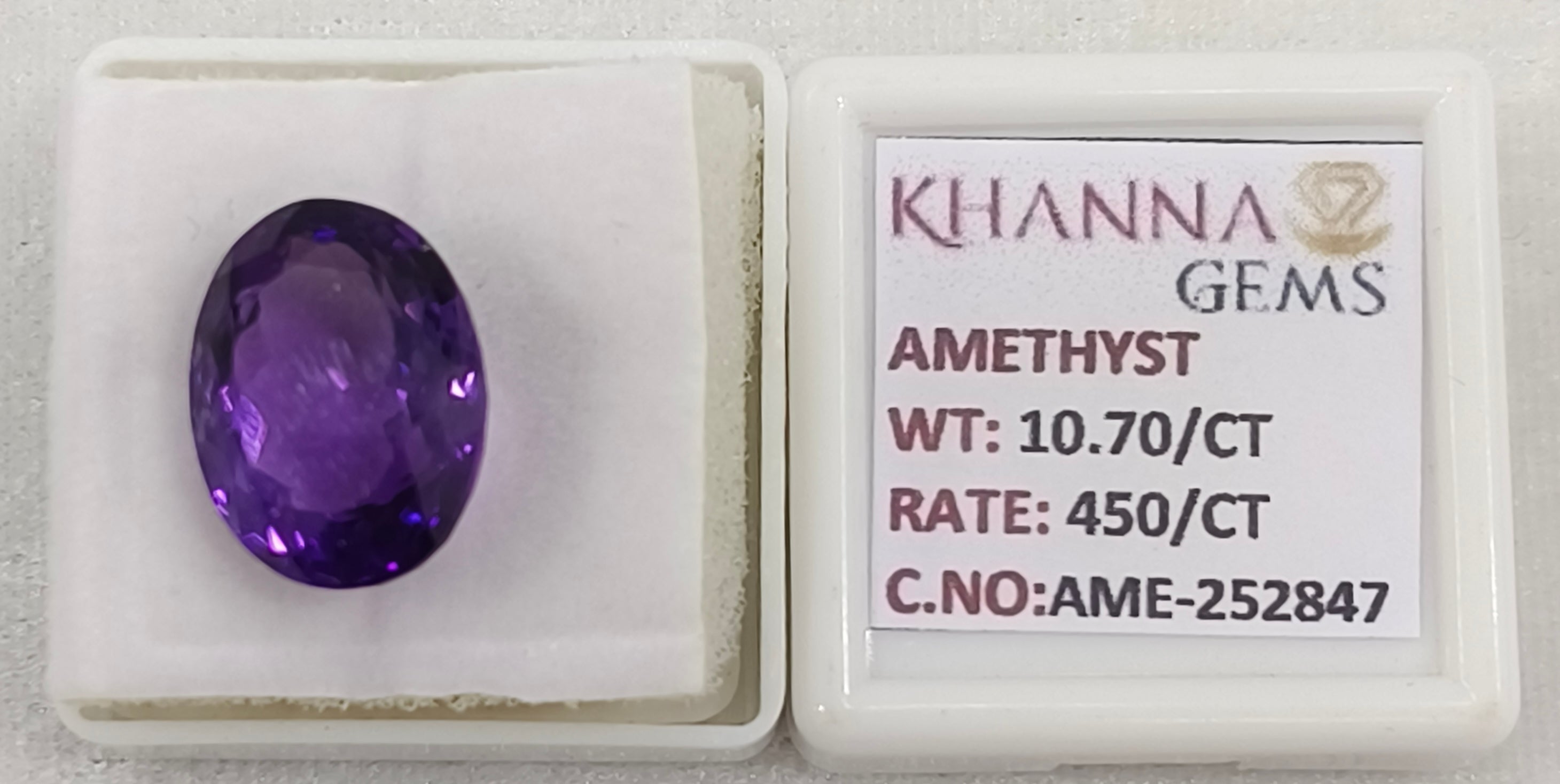 11.88 Ratti Natural Amethyst Gemstone with Govt. Lab Certificate