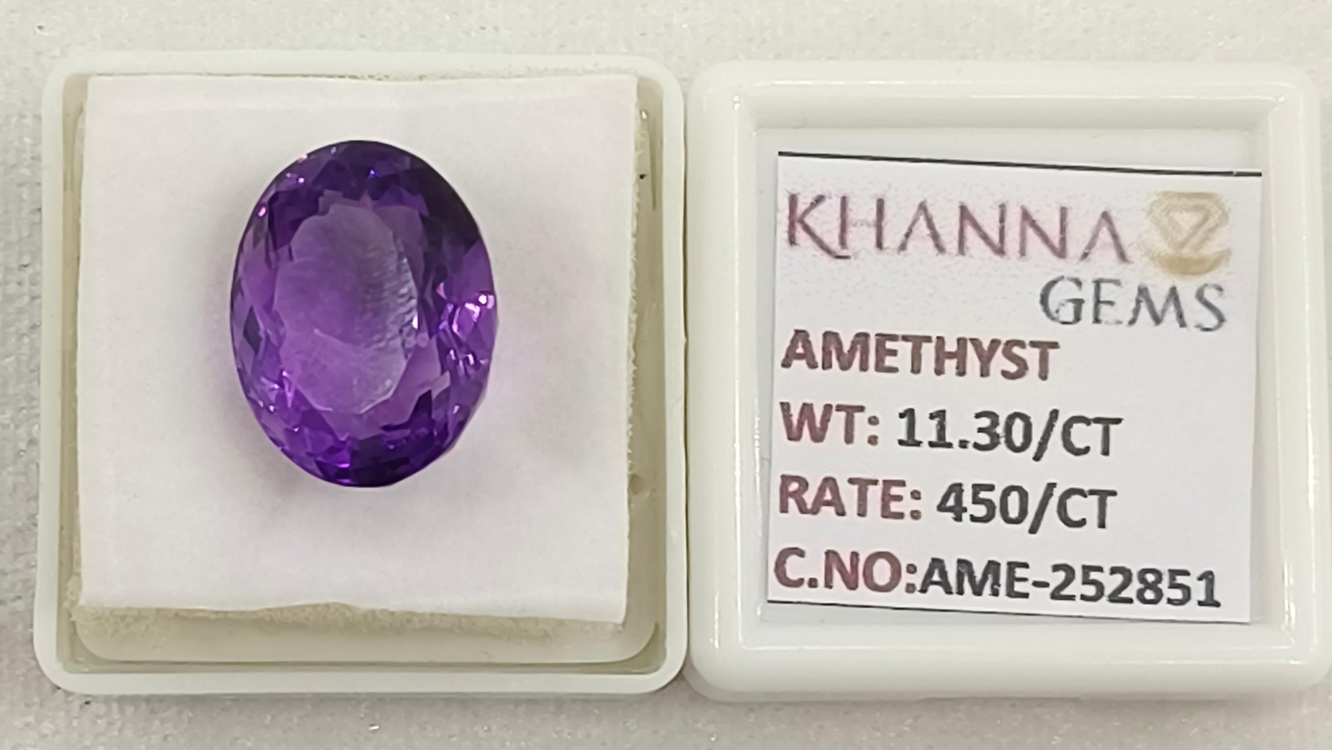 11.30/CT Natural Amethyst Gemstone of Premium Quality with Govt. Lab Certificate