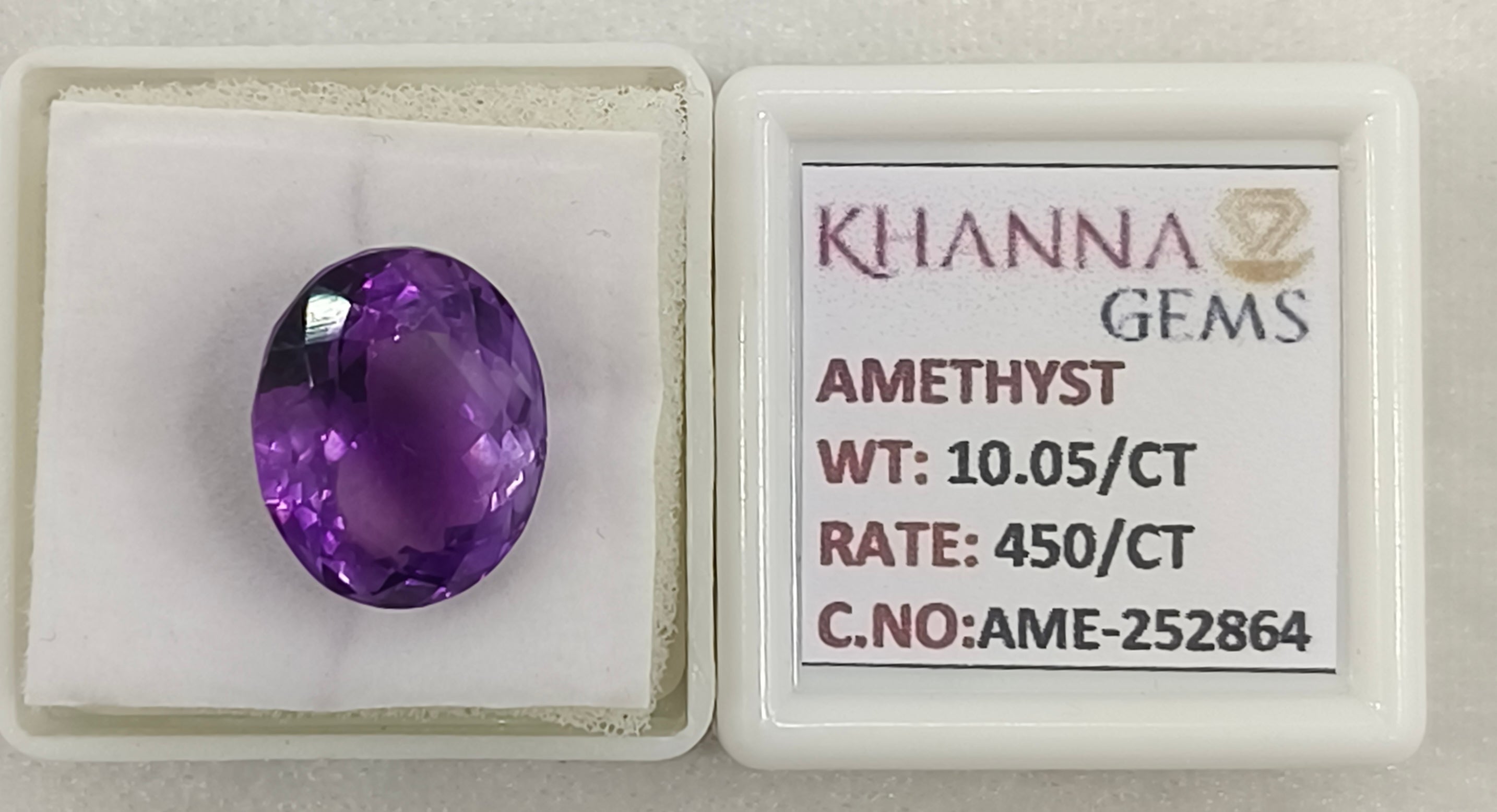 10.05/CT Natural Amethyst Gemstone with Govt. Lab Certificate
