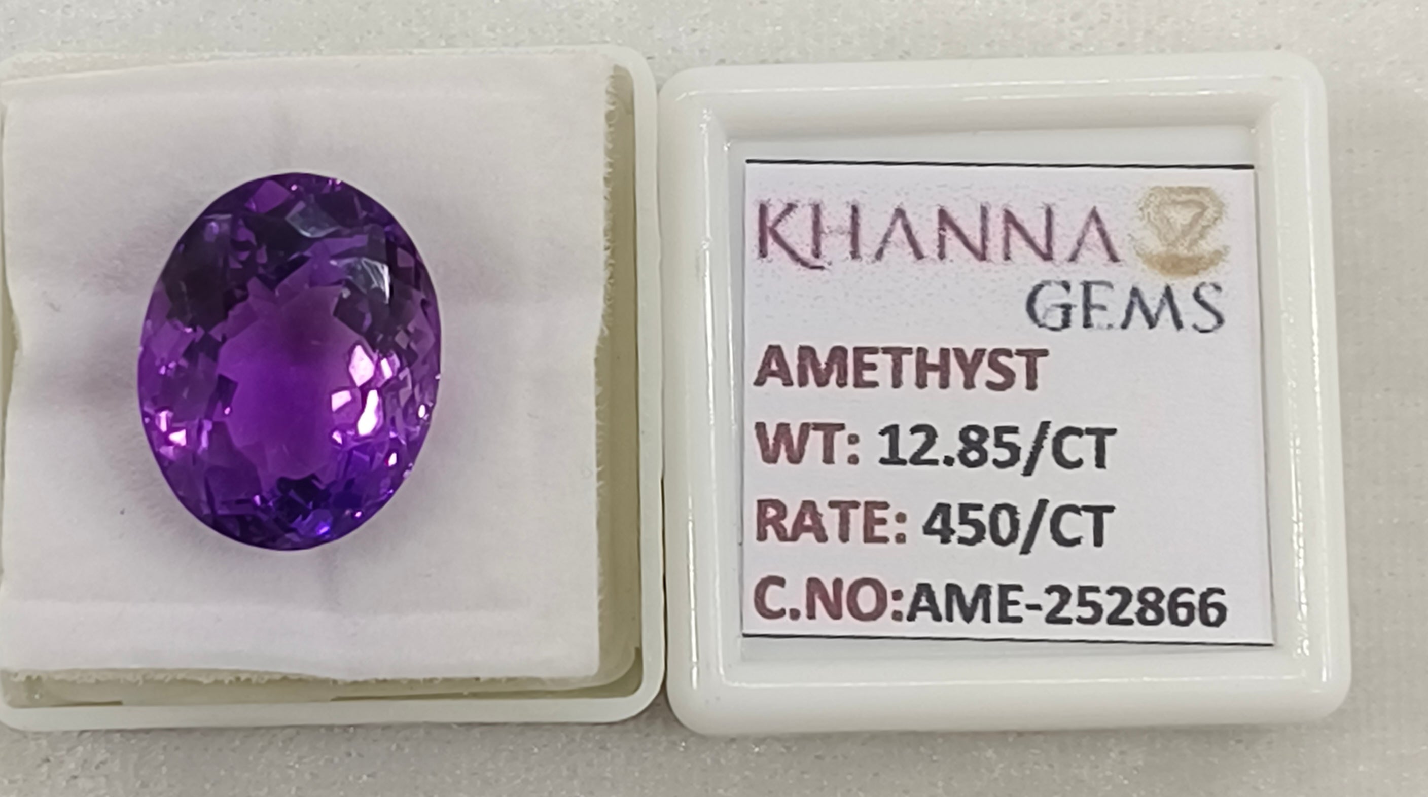 12.85/CT Natural Amethyst Gemstone of Premium Quality with Govt. Lab Certificate