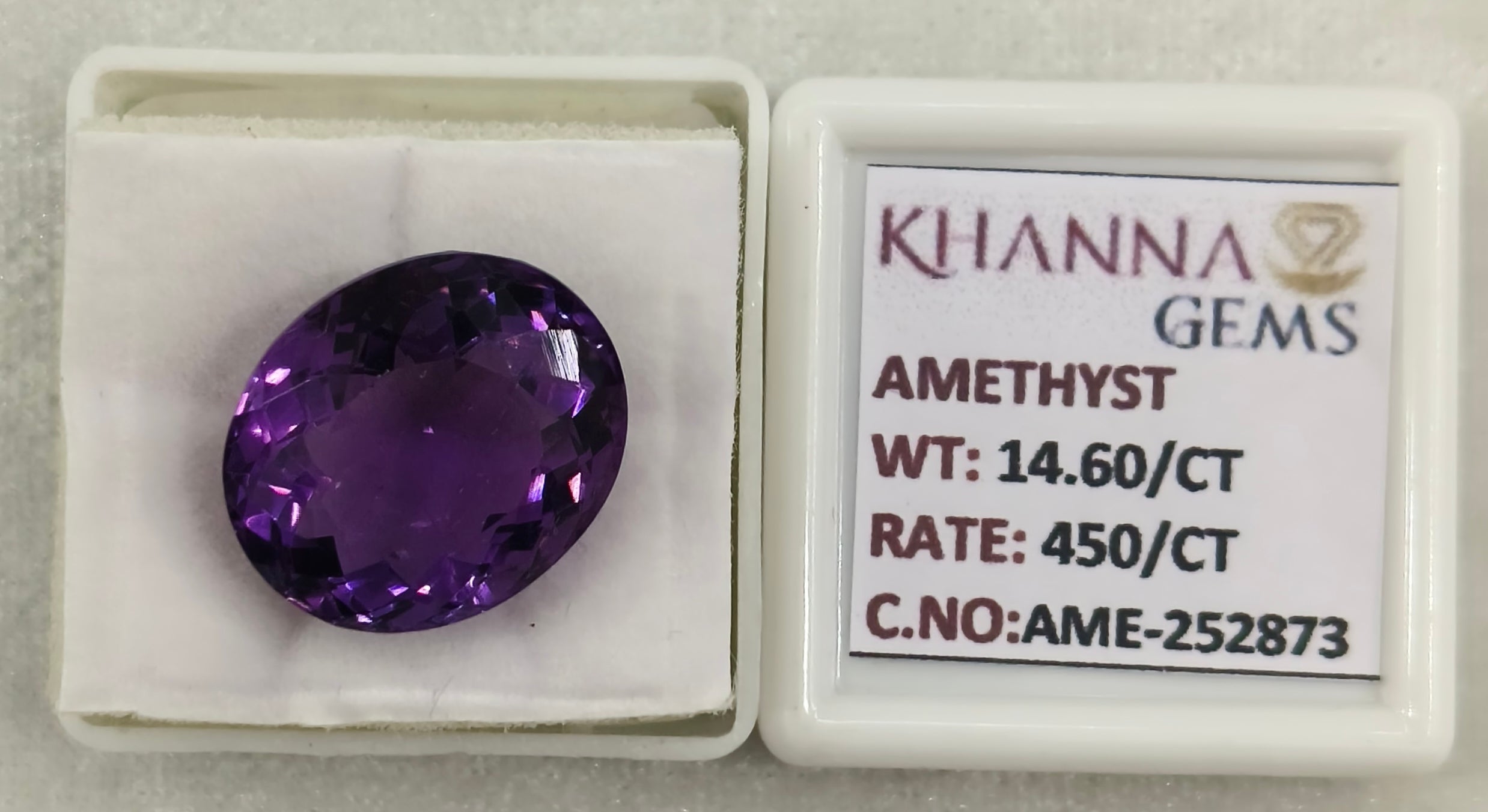 14.60/CT Natural Amethyst Gemstone with Govt. Lab Certificate