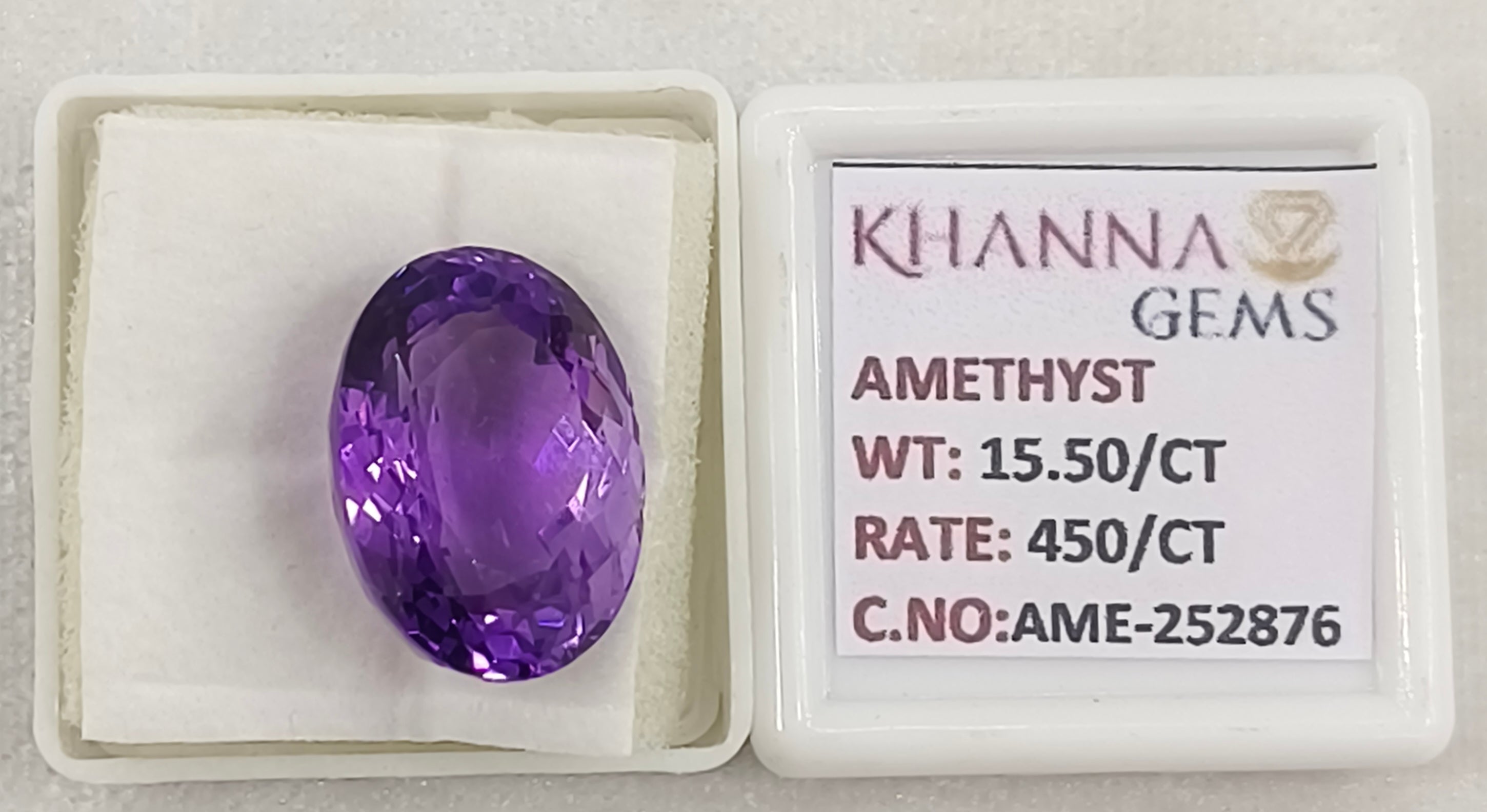 15.50/CT Natural Amethyst Gemstone with Govt. Lab Certificate