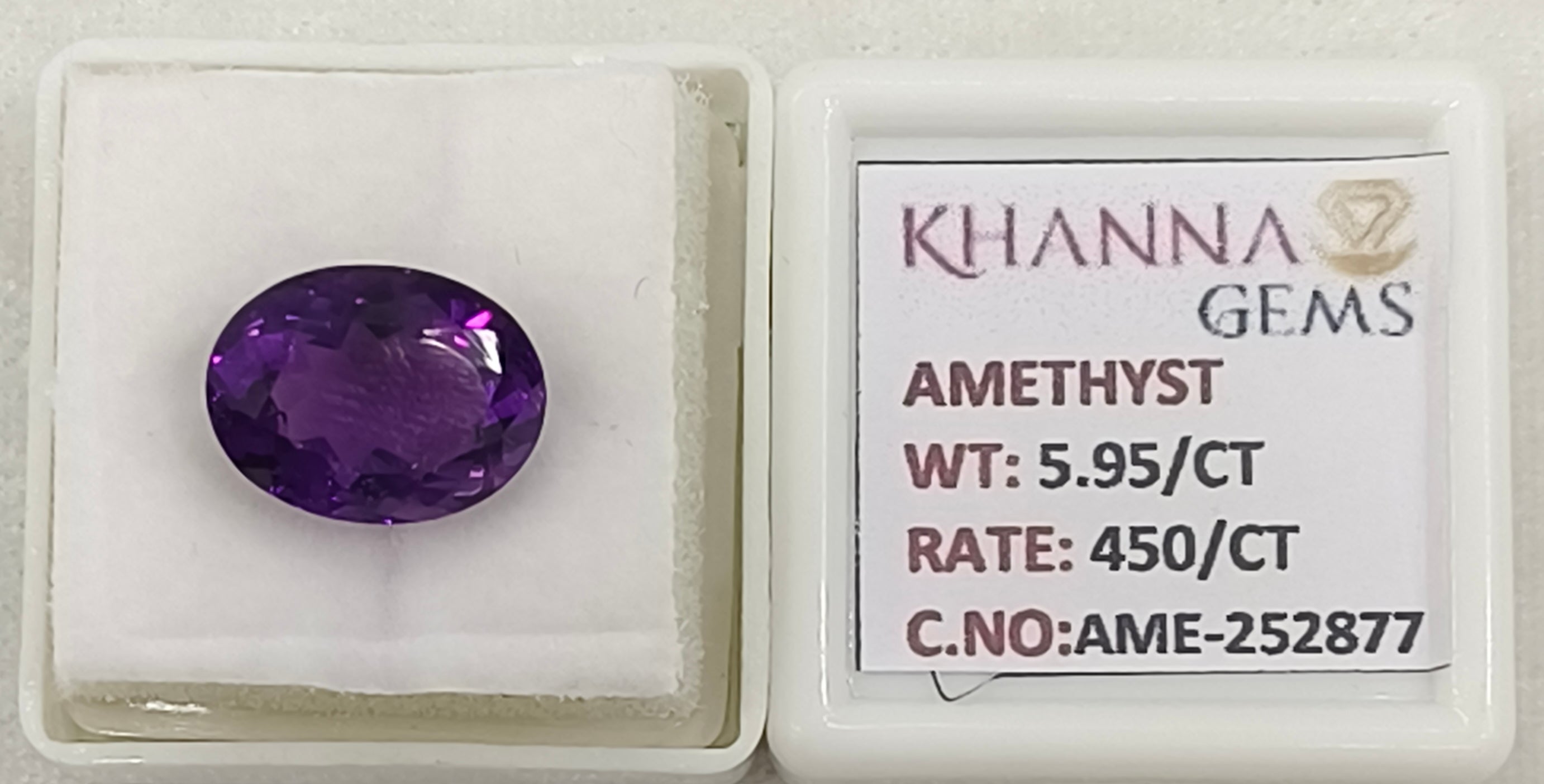 5.95/CT Natural Amethyst Gemstone with Govt. Lab Certificate