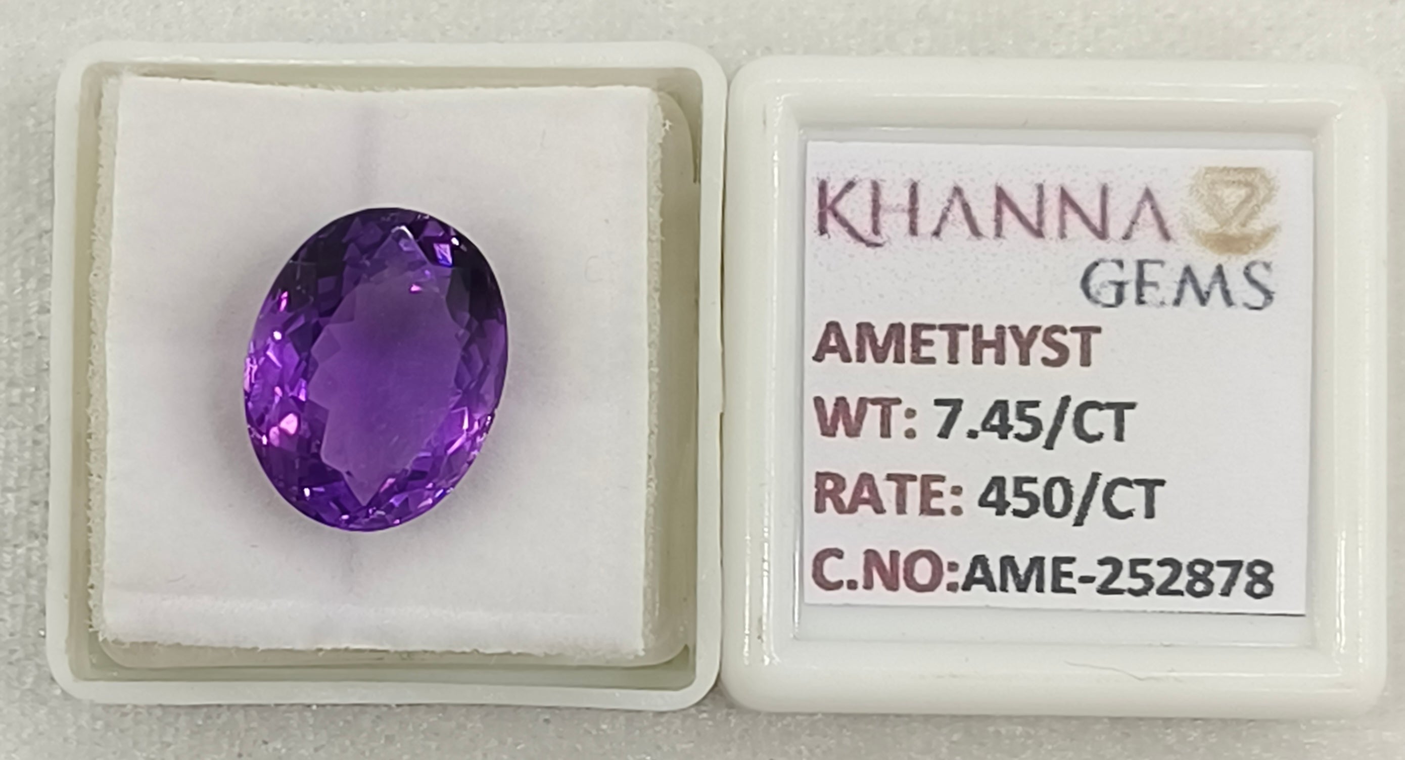 7.45/CT Natural Amethyst Gemstone with Govt. Lab Certificate