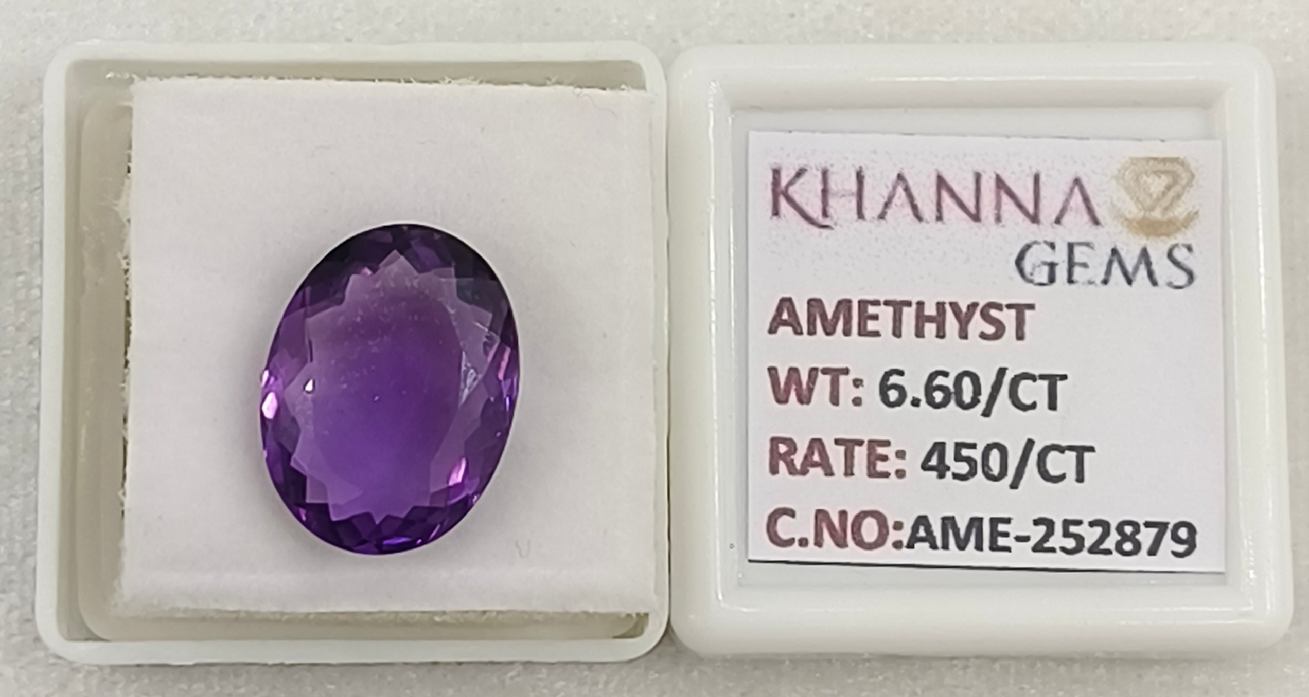 6.60/CT Natural Amethyst Gemstone with Govt. Lab Certificate