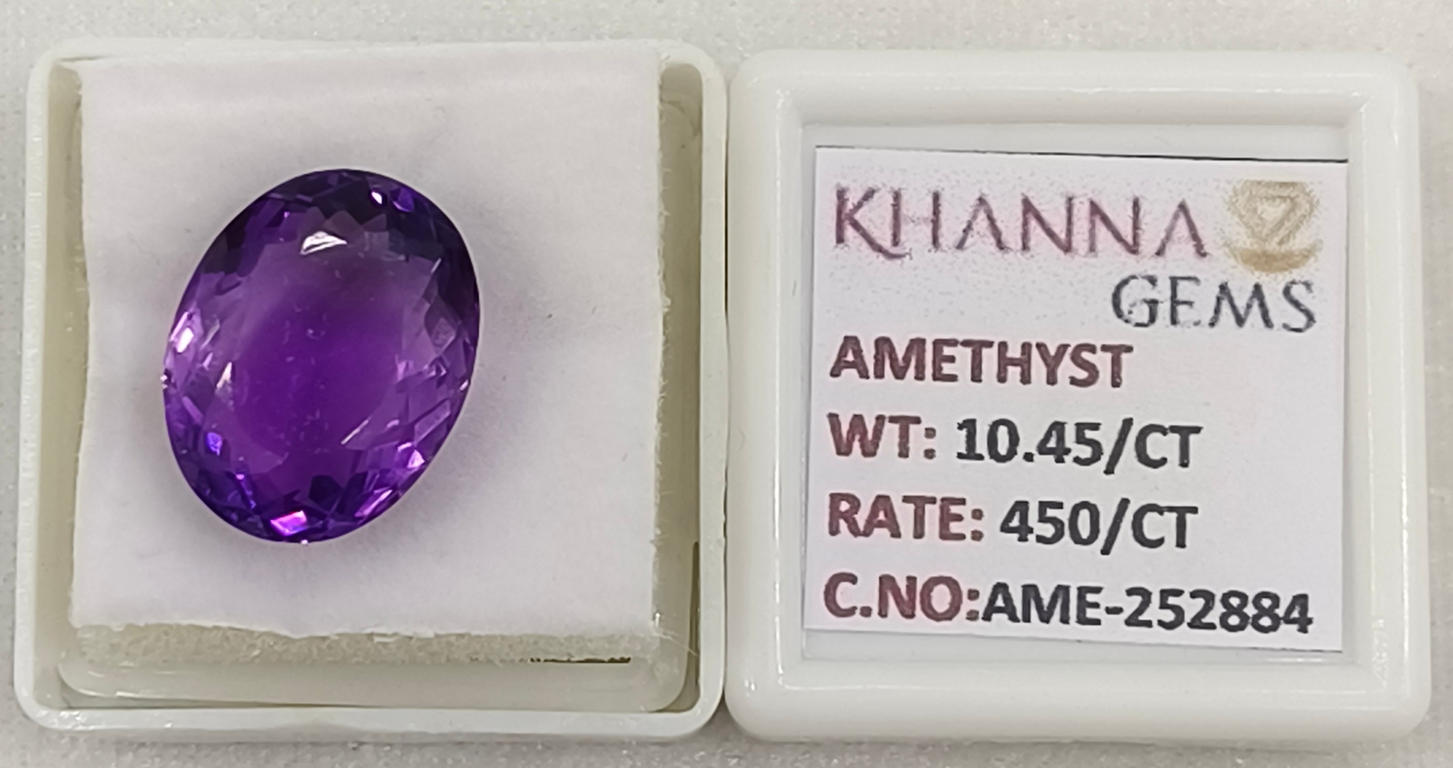 10.45/CT Natural Amethyst Gemstone with Govt. Lab Certificate