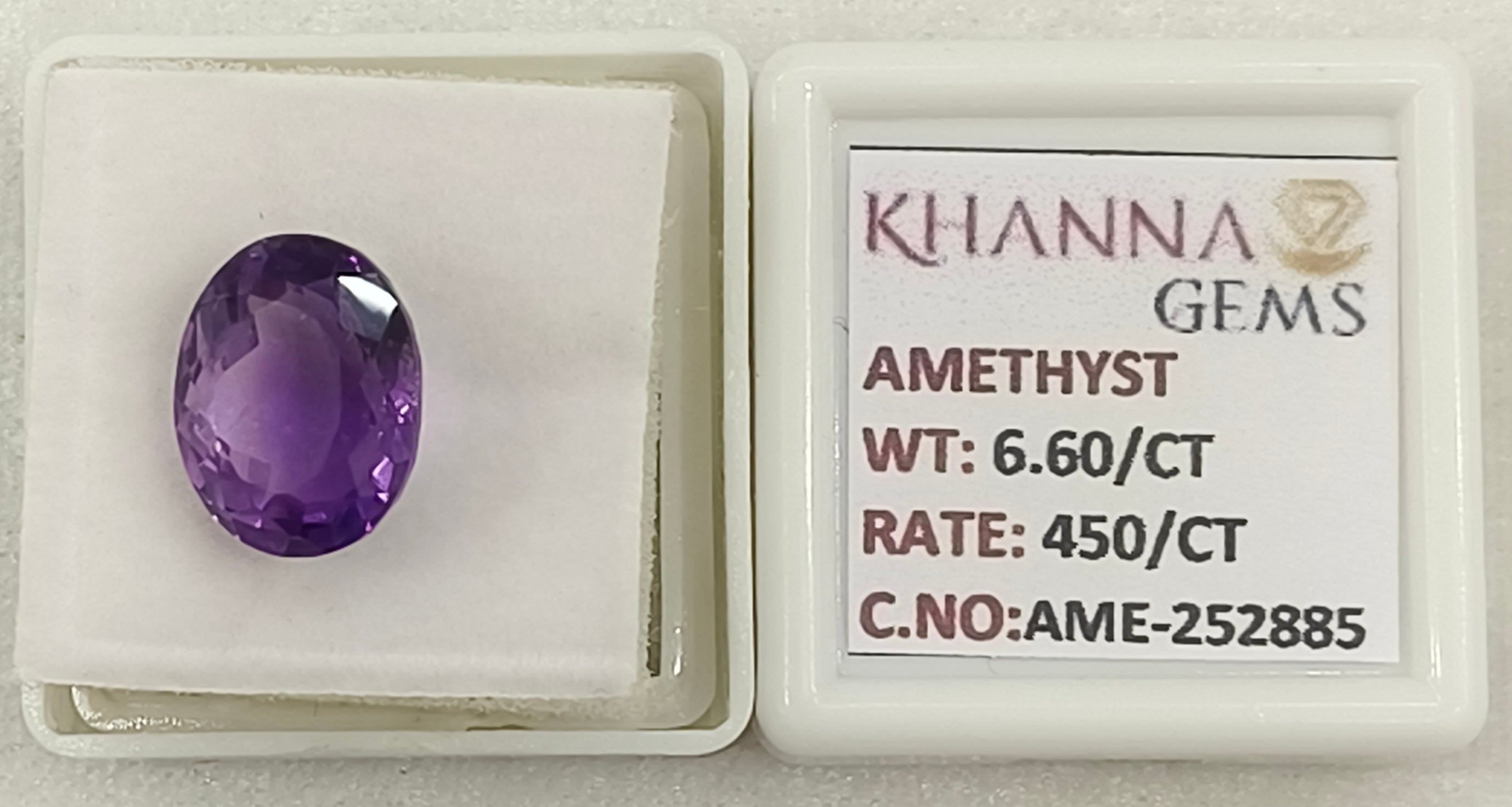 6.60/CT VIOLET Color Natural Amethyst Gemstone with Govt. Lab Certificate