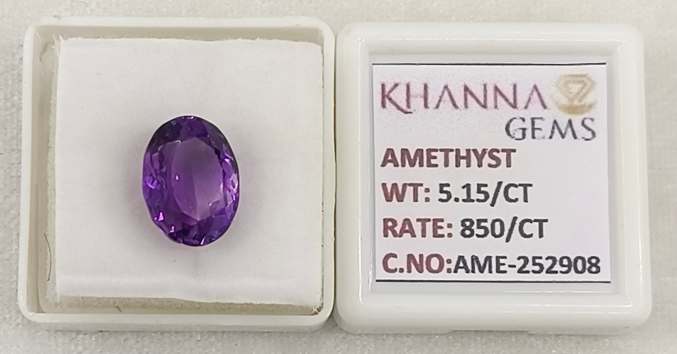 5.15/CT Natural Amethyst Gemstone with Govt. Lab Certificate