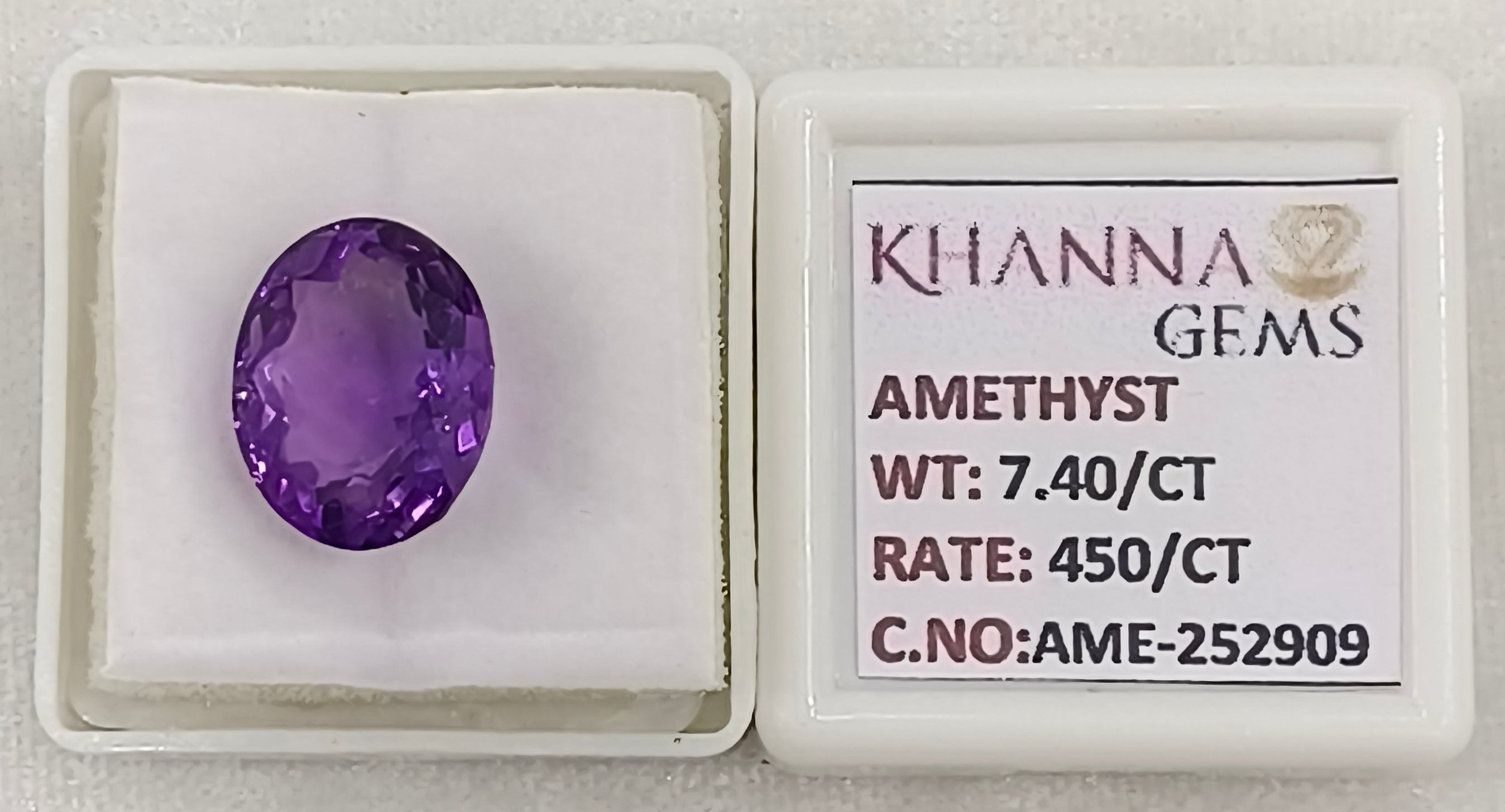 7.40/CT Natural Amethyst Gemstone of Premium Quality with Govt. Lab Certificate