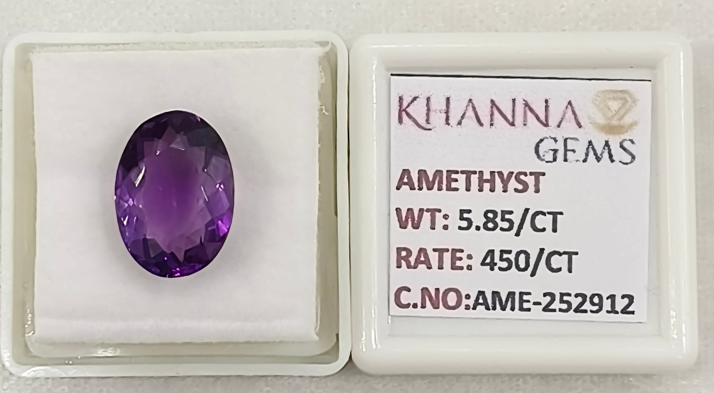 5.85/CT Natural Amethyst Gemstone with Govt. Lab Certificate