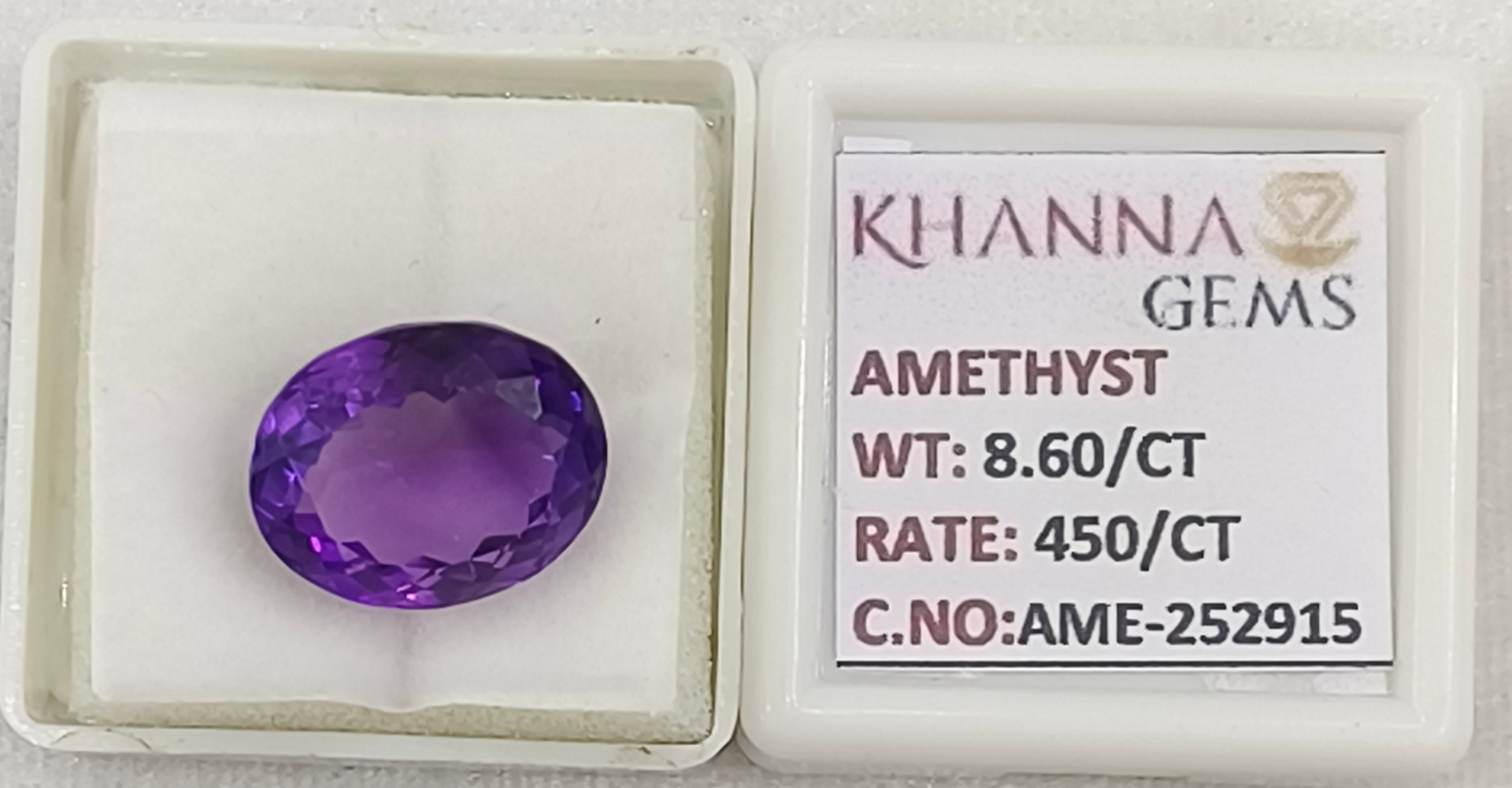 8.60/CT Natural Amethyst Gemstone with Govt. Lab Certificate