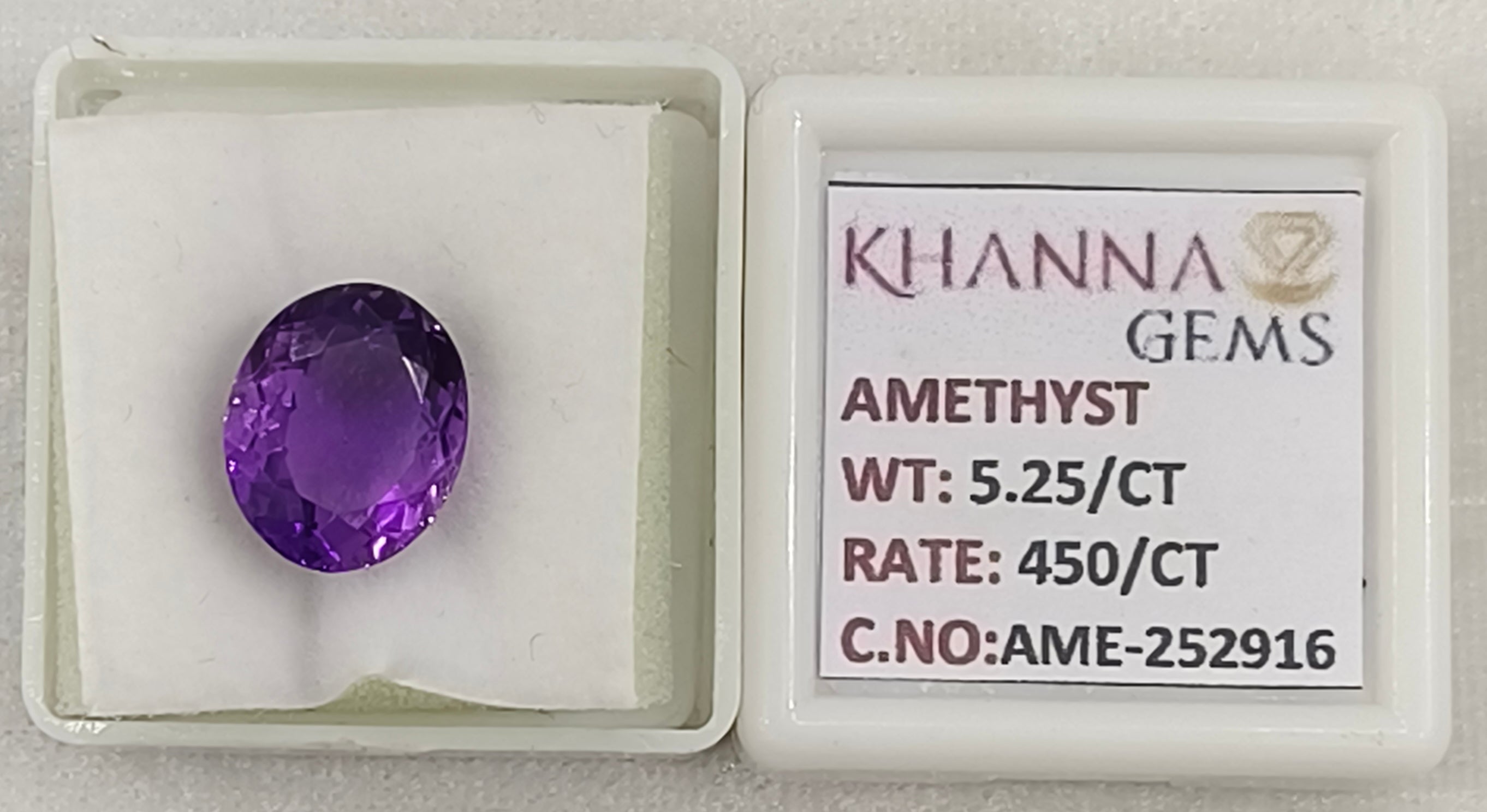 5.25/CT Natural Amethyst Gemstone with Govt. Lab Certificate