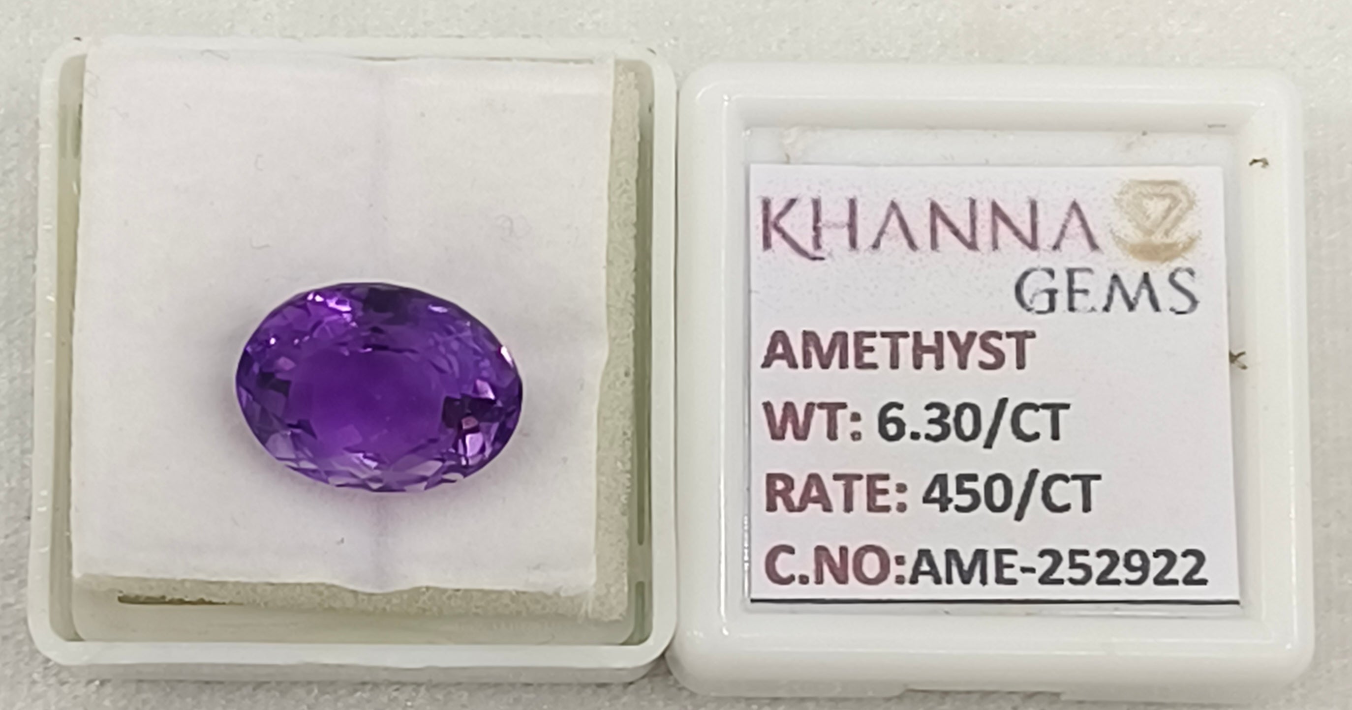 6.30/CT Natural Amethyst Gemstone with Govt. Lab Certificate