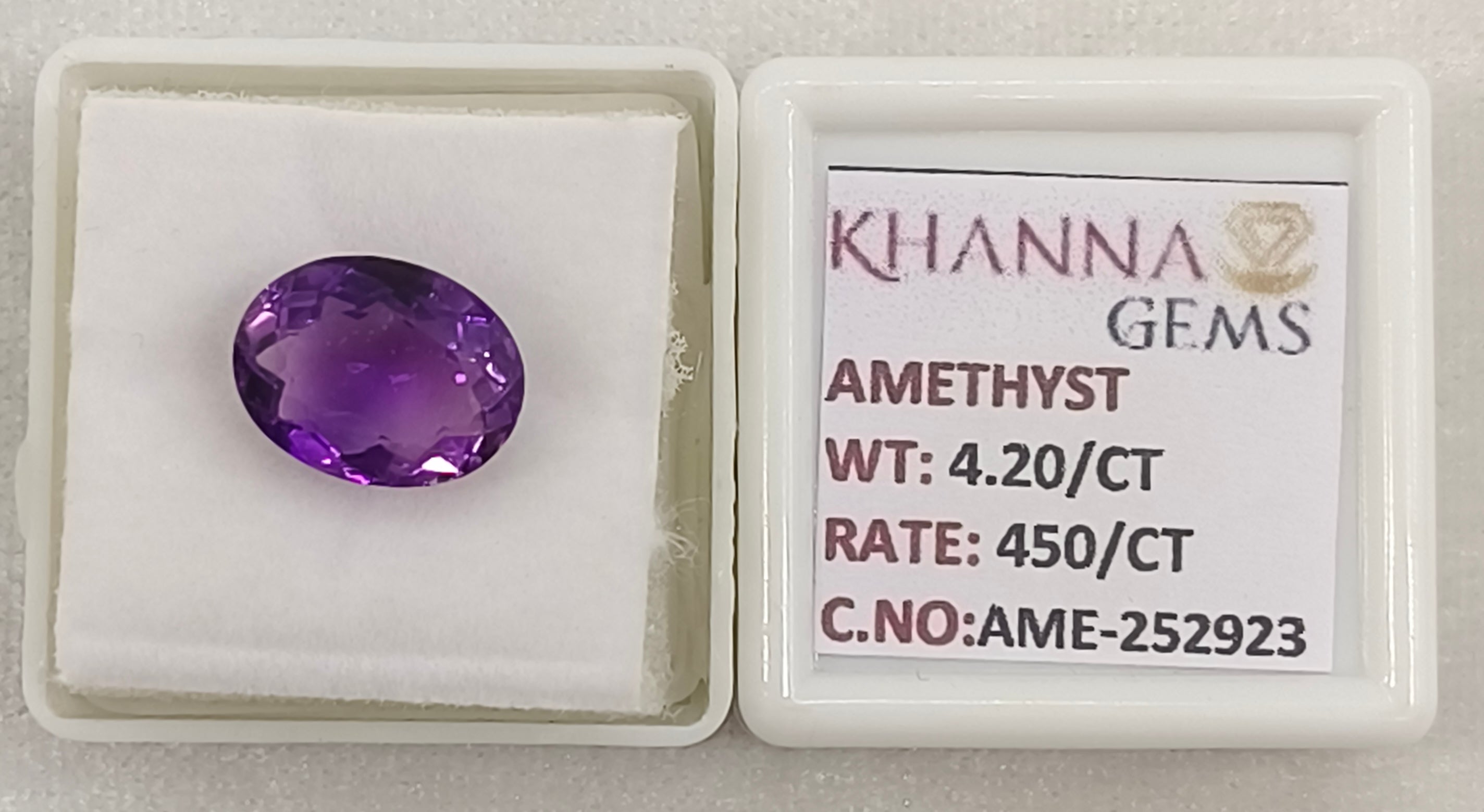 4.20/CT Natural Amethyst Gemstone with Govt. Lab Certificate